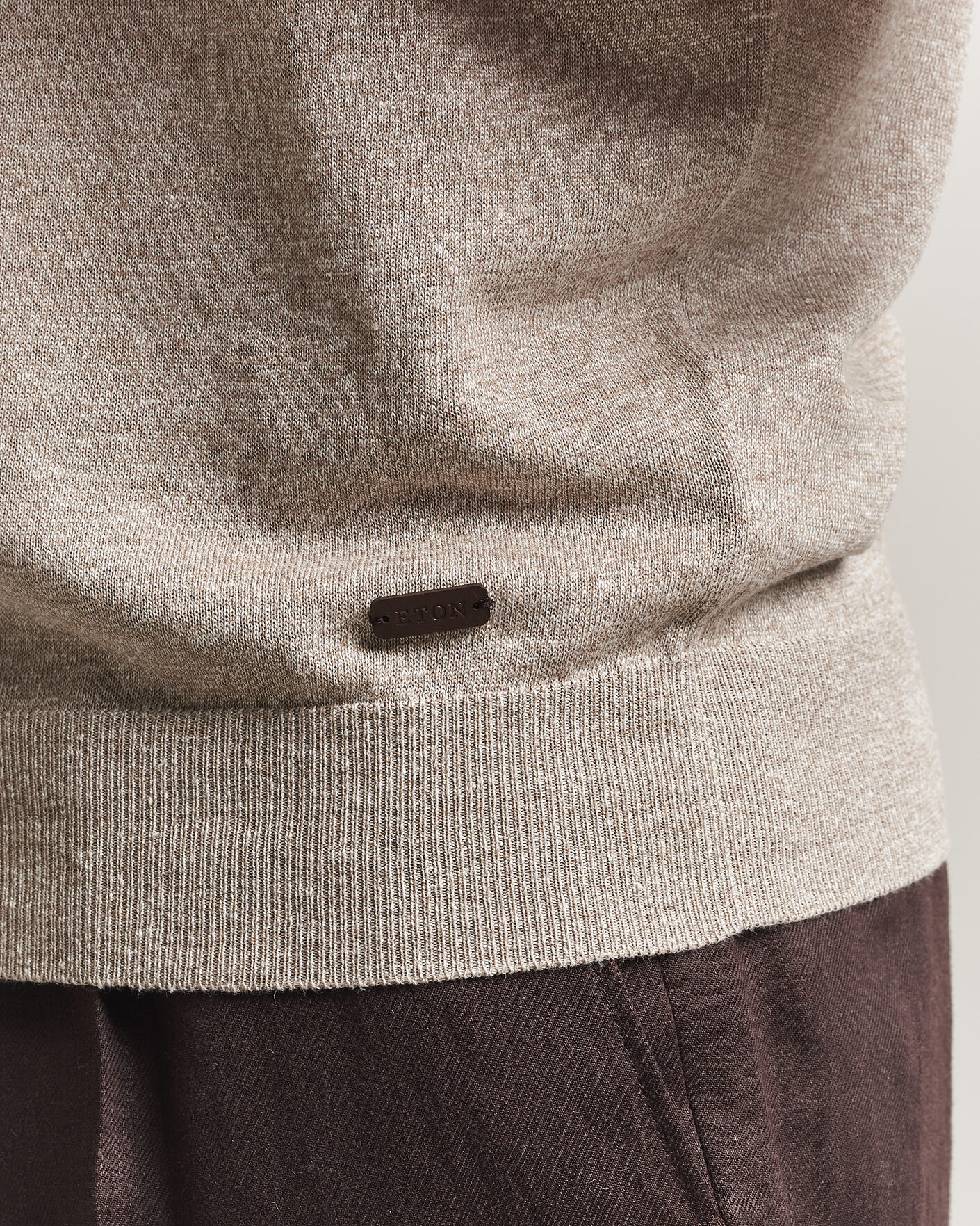 Mies | Pikeet | Eton | Cotton Linen Fine Knit Polo Beige