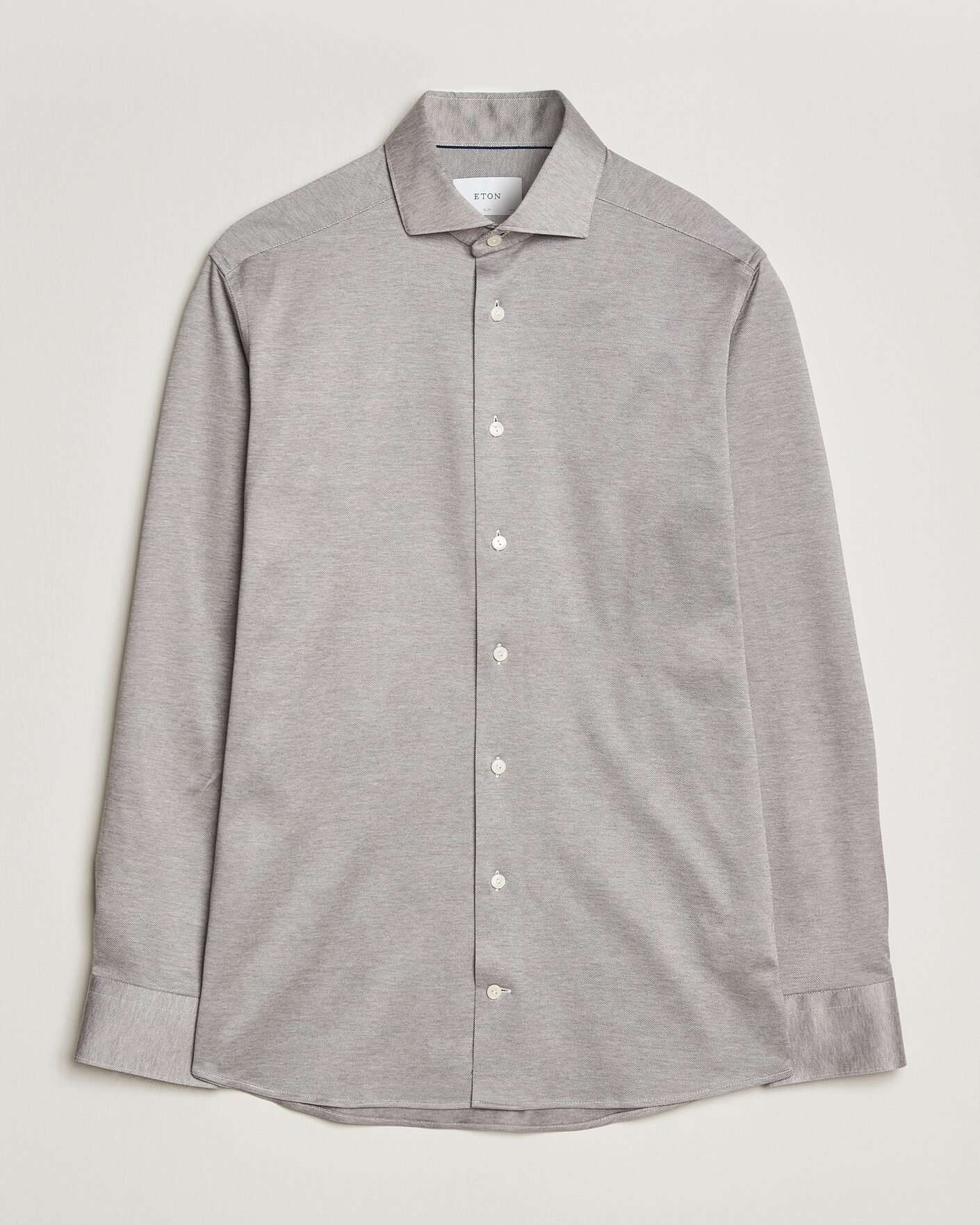 Mies | Kauluspaidat | Eton | Filo di Scozia Knitted Shirt Brown