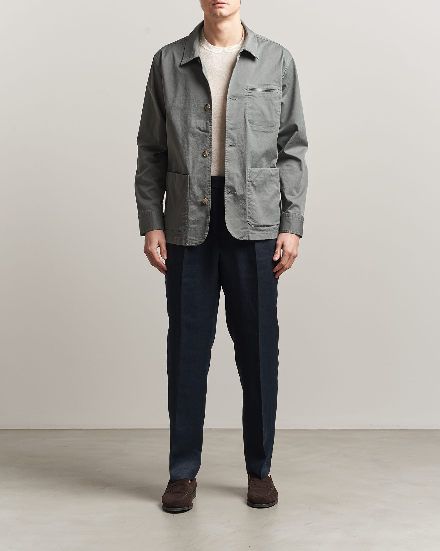 Mies | Takit | Eton | Cotton Chore Jacket Mid Green