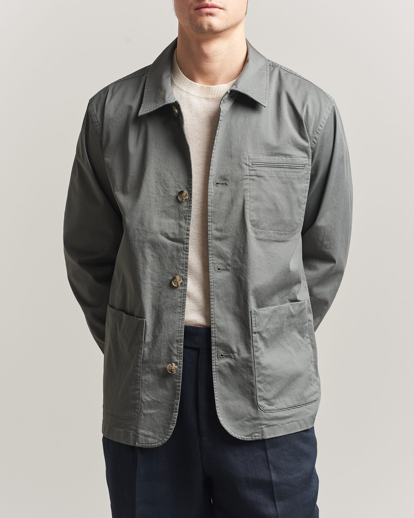 Mies | Takit | Eton | Cotton Chore Jacket Mid Green
