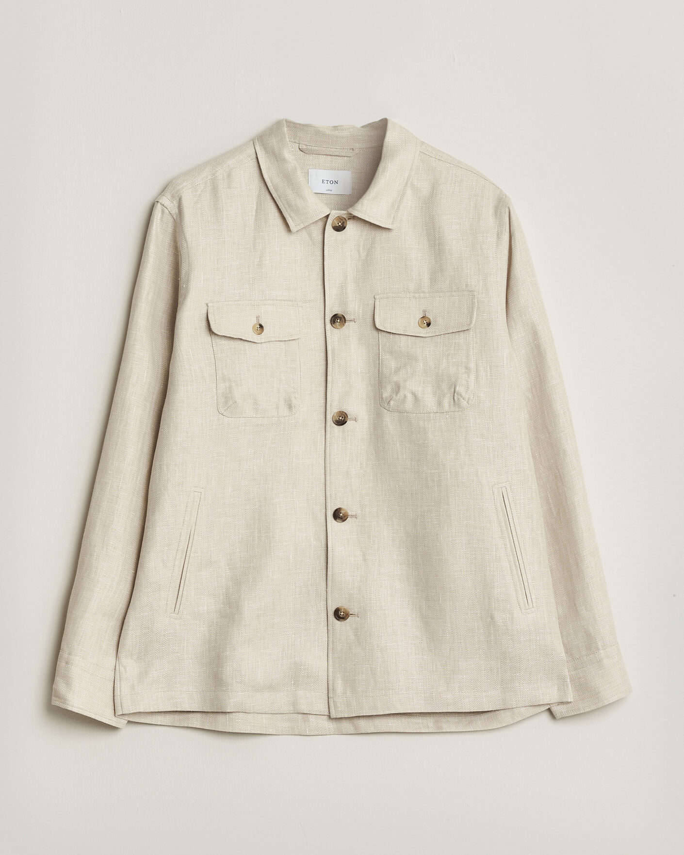 Mies | Takit | Eton | Four Pocket Linen Lyocell Shirt Jacket Off White