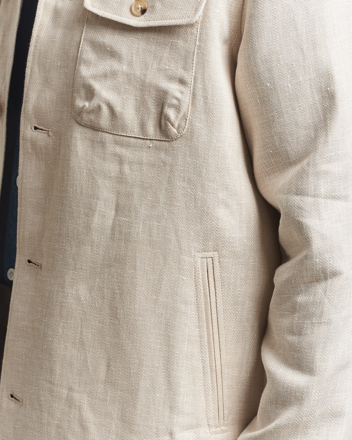 Mies | Takit | Eton | Four Pocket Linen Lyocell Shirt Jacket Off White