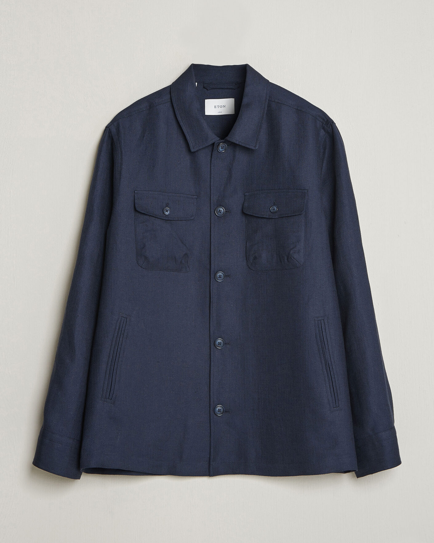 Mies | Takit | Eton | Four Pocket Linen Lyocell Shirt Jacket Navy Blue