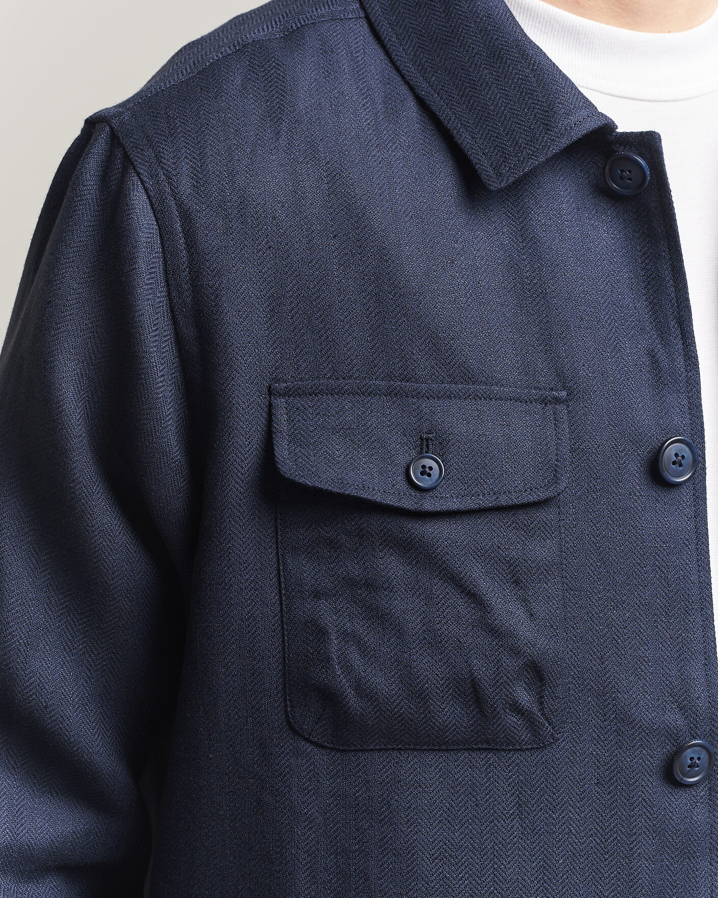 Mies | Takit | Eton | Four Pocket Linen Lyocell Shirt Jacket Navy Blue