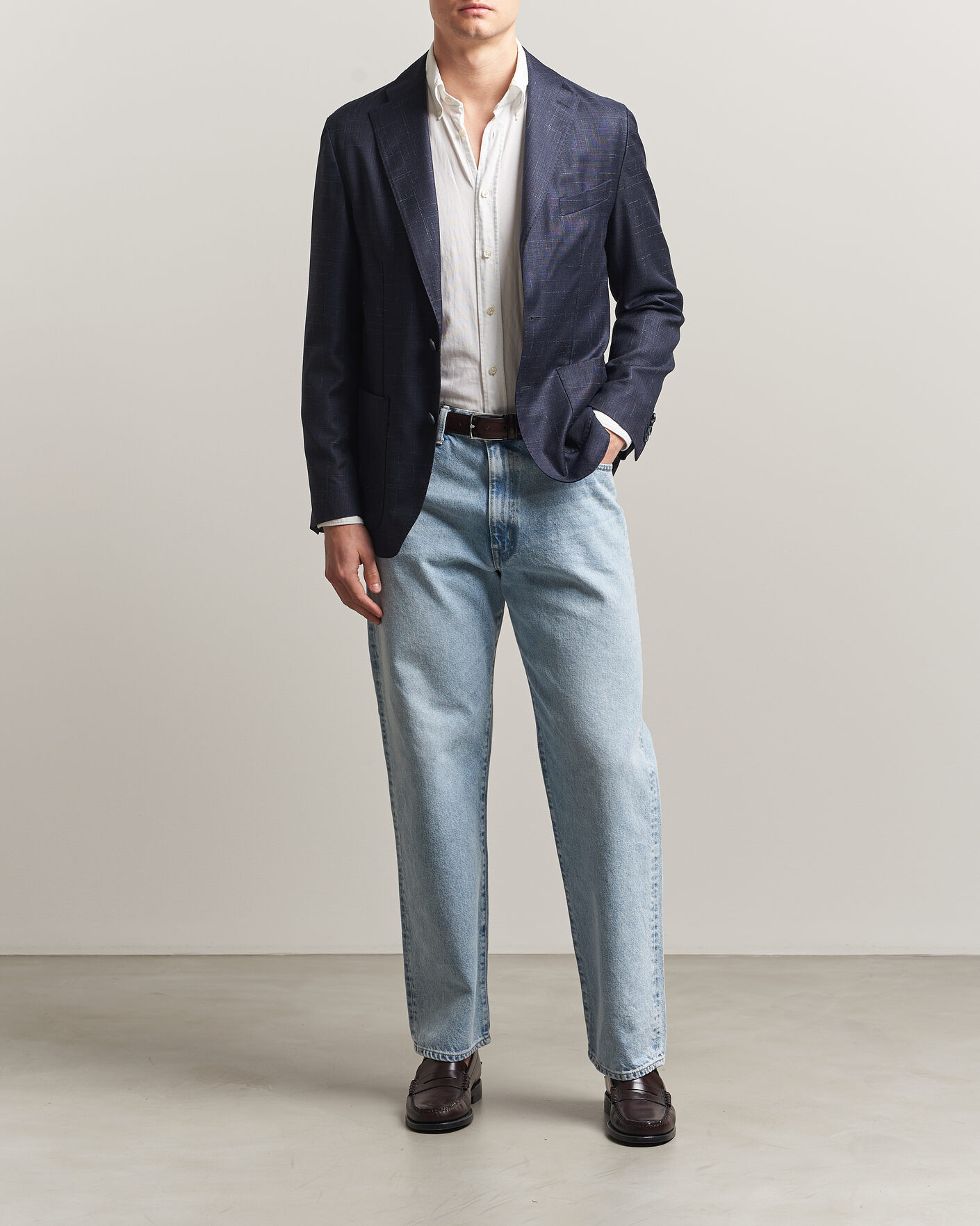 Mies | Pikkutakit | Eton | Wool Silk Soft Blazer Navy Blue