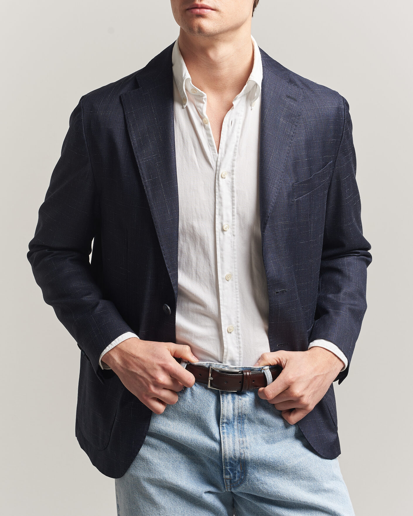 Mies | Pikkutakit | Eton | Wool Silk Soft Blazer Navy Blue