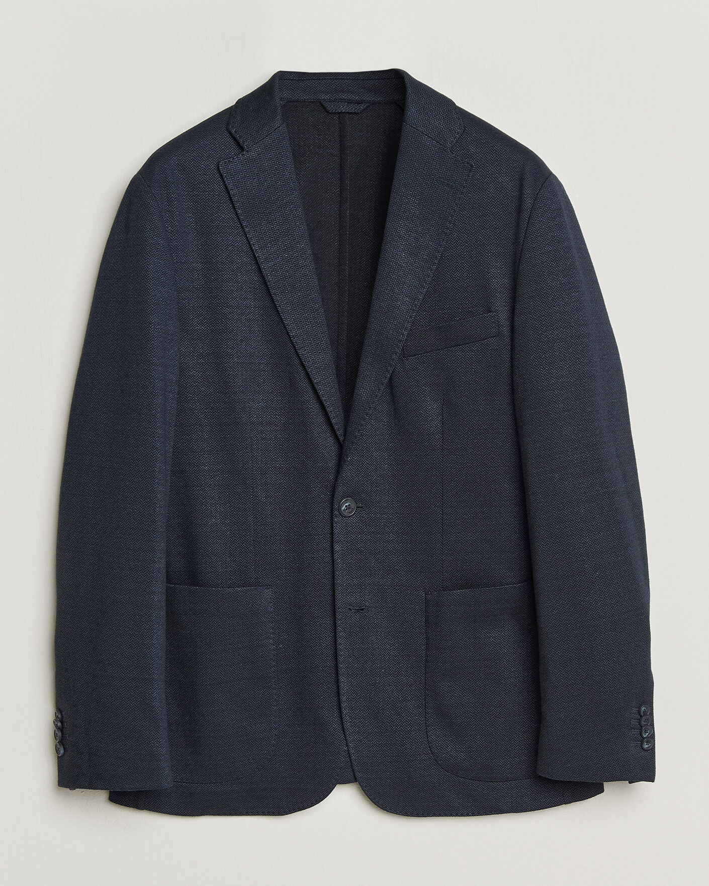 Mies | Pikkutakit | Eton | Linen Jersey Herringbone Blazer Navy Blue
