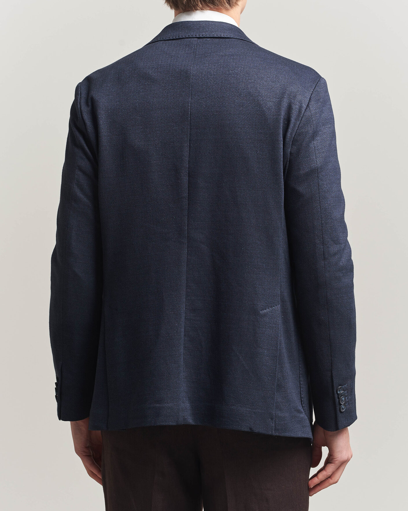 Mies | Pikkutakit | Eton | Linen Jersey Herringbone Blazer Navy Blue