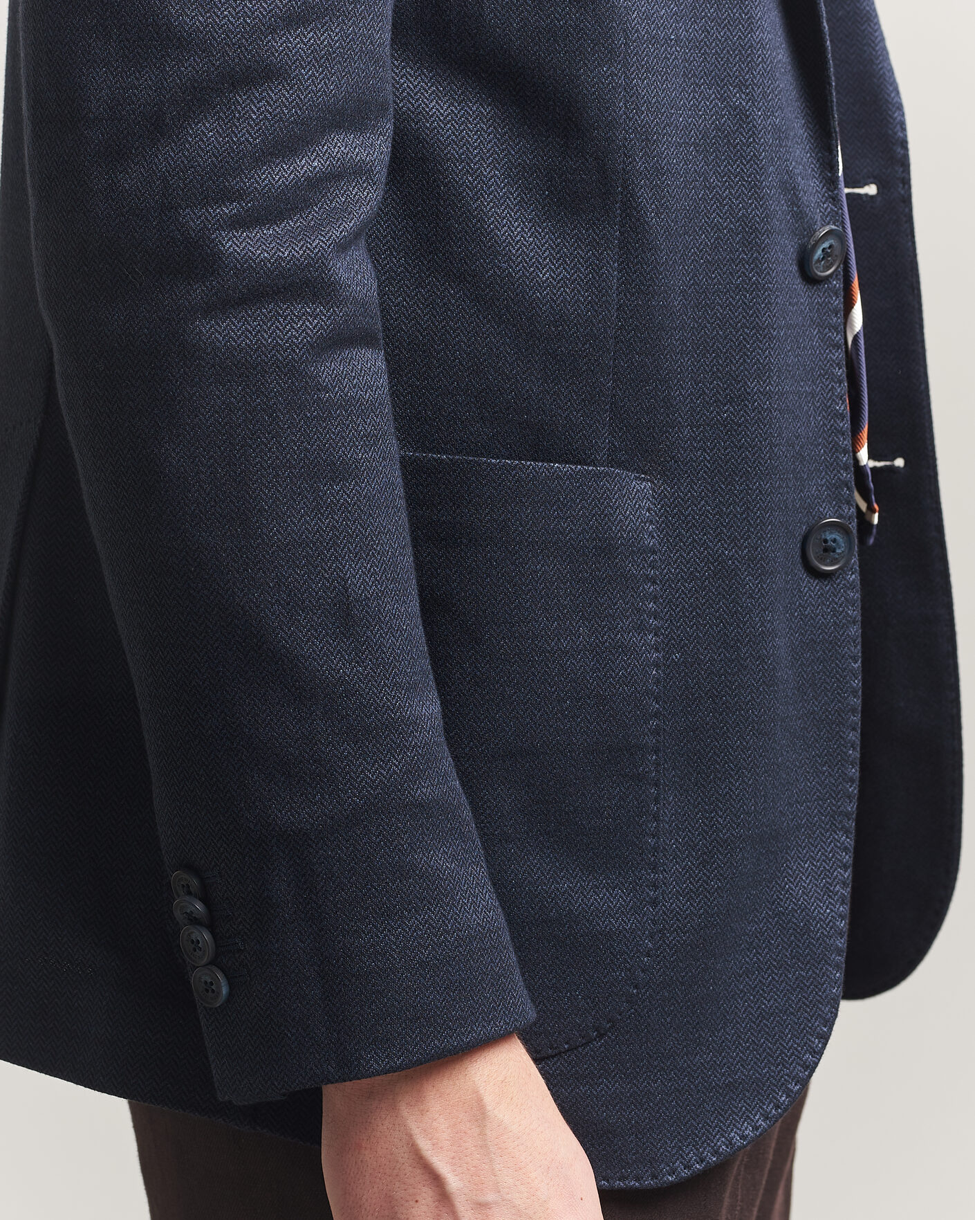 Mies | Pikkutakit | Eton | Linen Jersey Herringbone Blazer Navy Blue