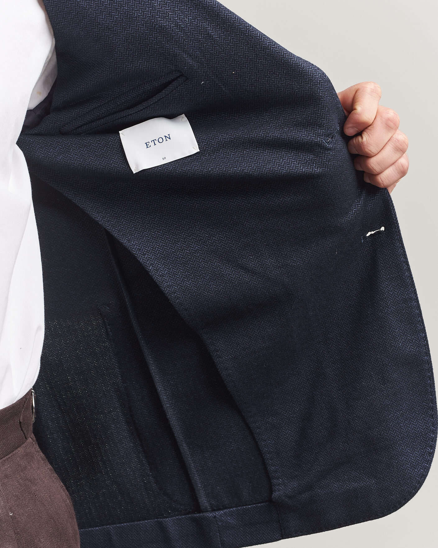 Mies | Pikkutakit | Eton | Linen Jersey Herringbone Blazer Navy Blue
