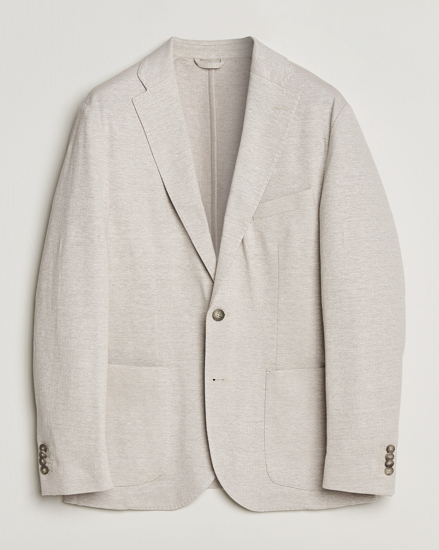 Mies | Pikkutakit | Eton | Linen Jersey Herringbone Blazer Beige
