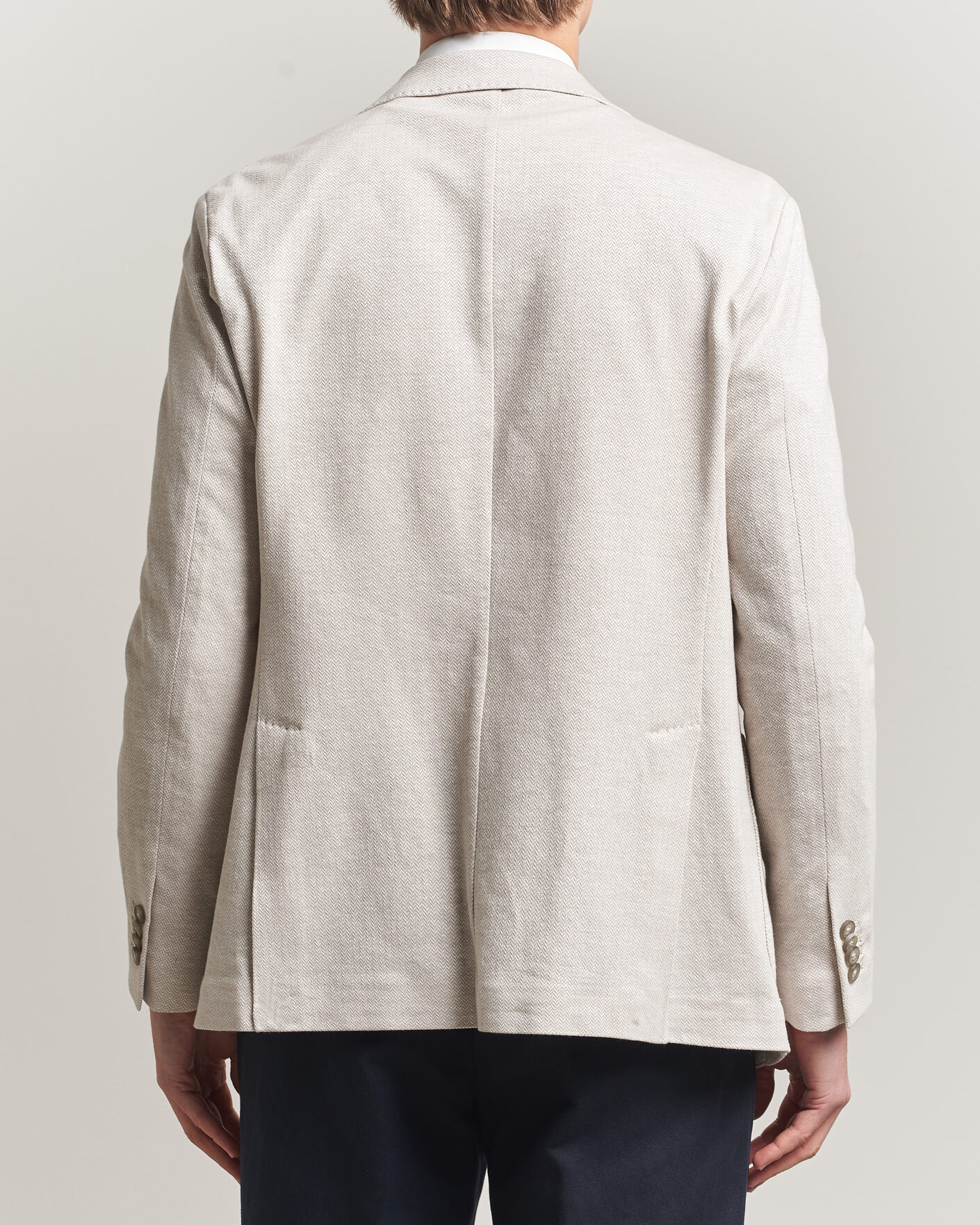 Mies | Pikkutakit | Eton | Linen Jersey Herringbone Blazer Beige