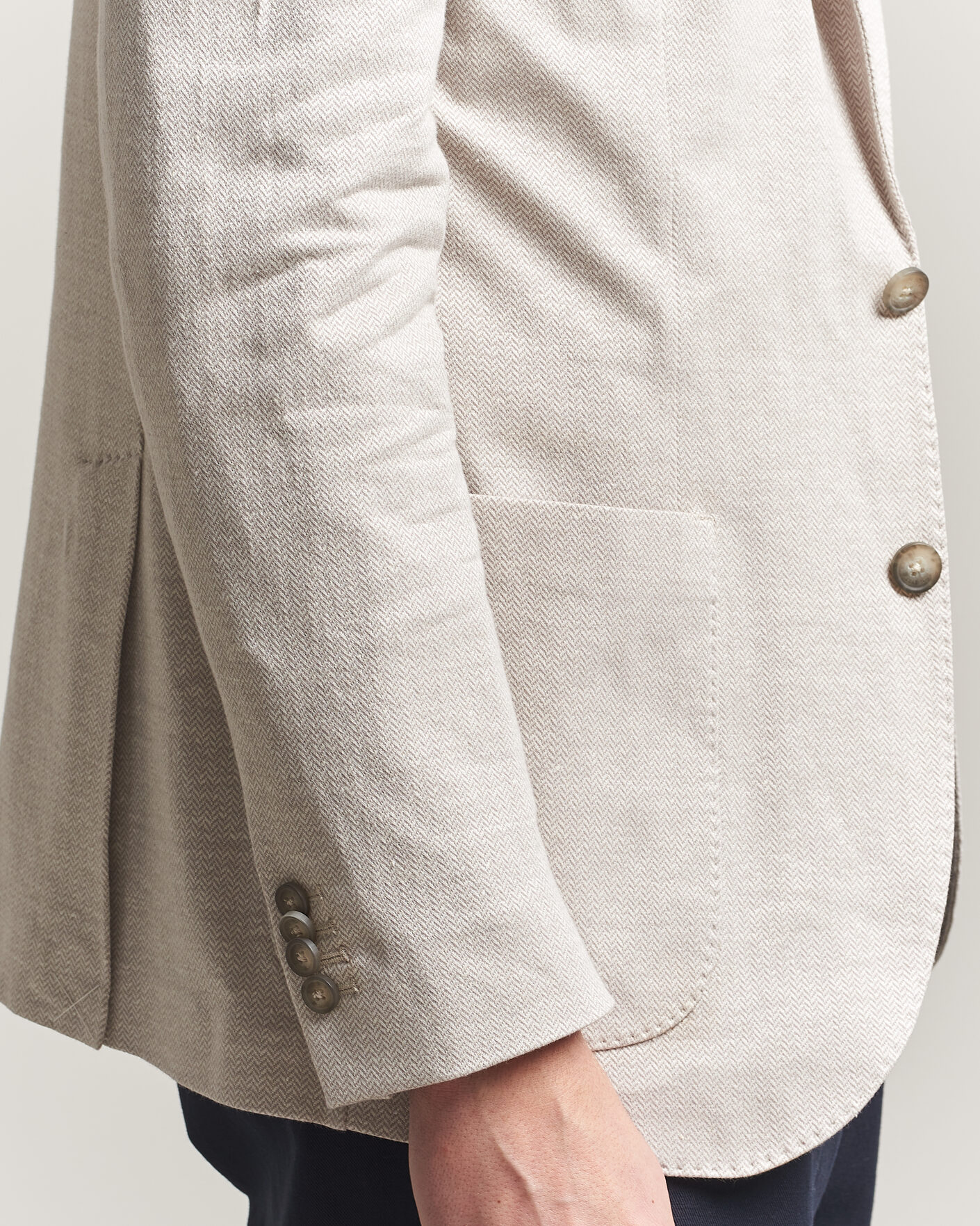 Mies | Pikkutakit | Eton | Linen Jersey Herringbone Blazer Beige