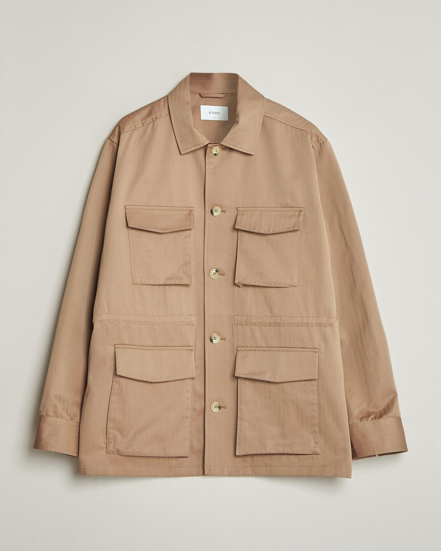 Mies | Takit | Eton | Cotton Safari Drawstring Jacket Beige