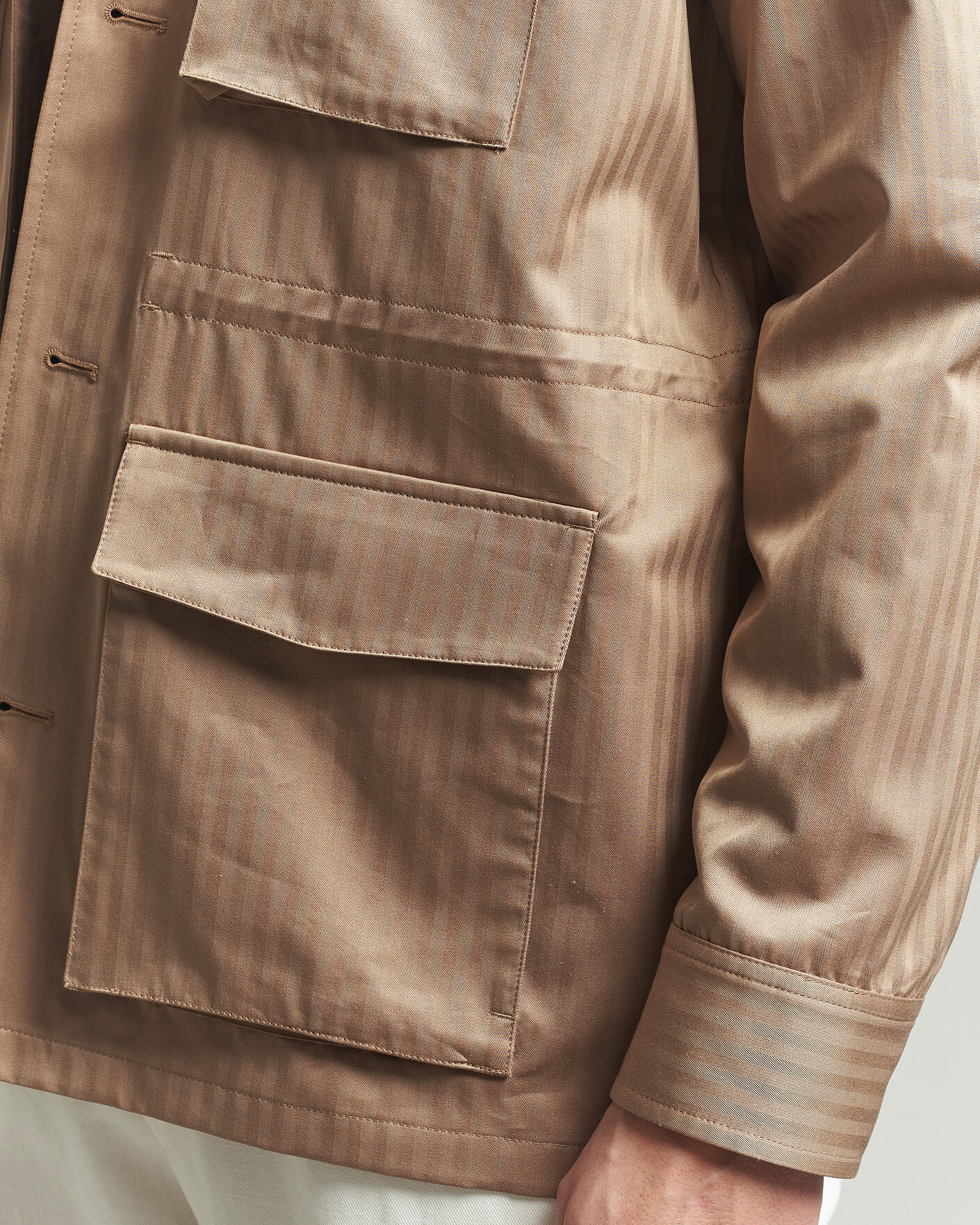 Mies | Takit | Eton | Cotton Safari Drawstring Jacket Beige