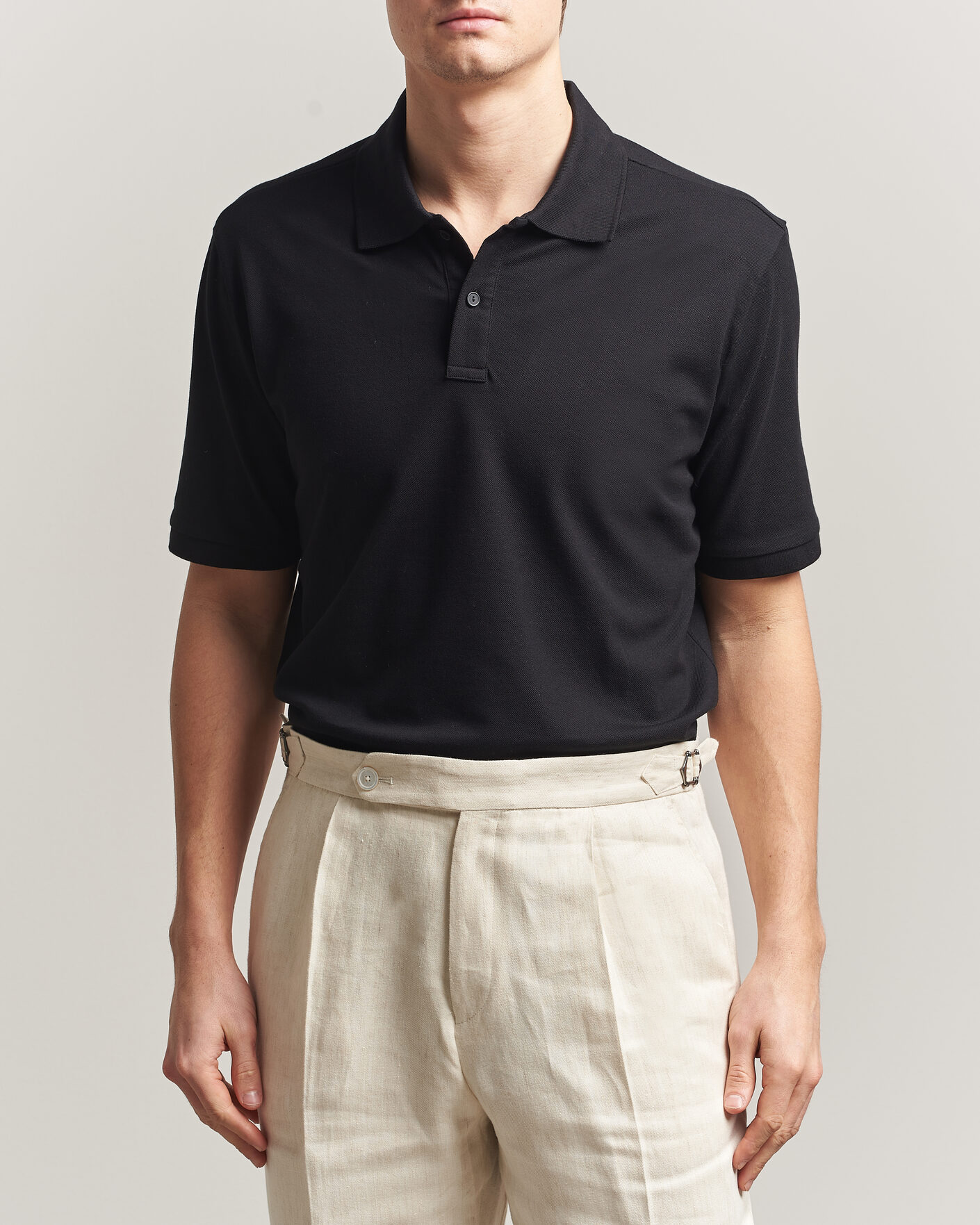 Mies | Pikeet | Eton | Pima Pique Polo Black