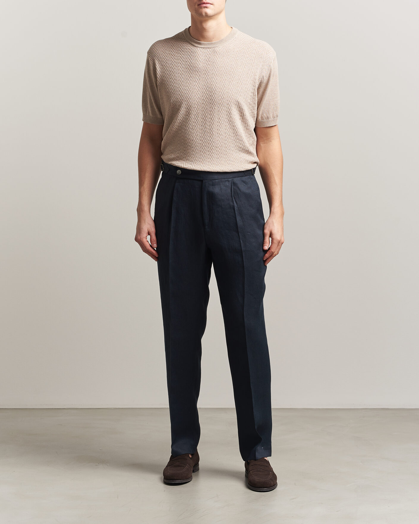 Mies | T-paidat | Eton | Cotton Knitted Crew Neck T-Shirt Beige