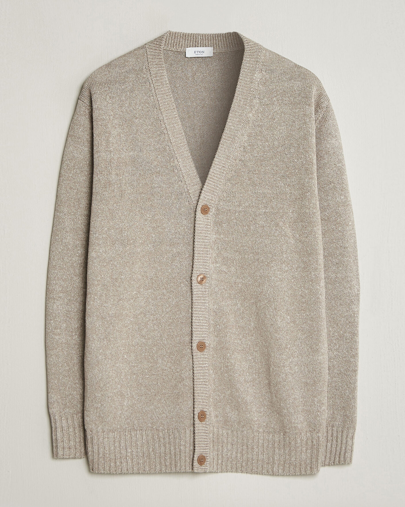 Mies | Puserot | Eton | Cotton Linen Knitted Cardigan Beige