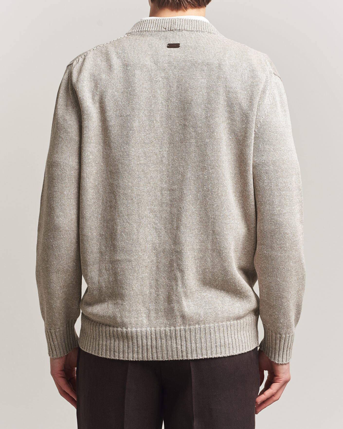 Mies | Puserot | Eton | Cotton Linen Knitted Cardigan Beige