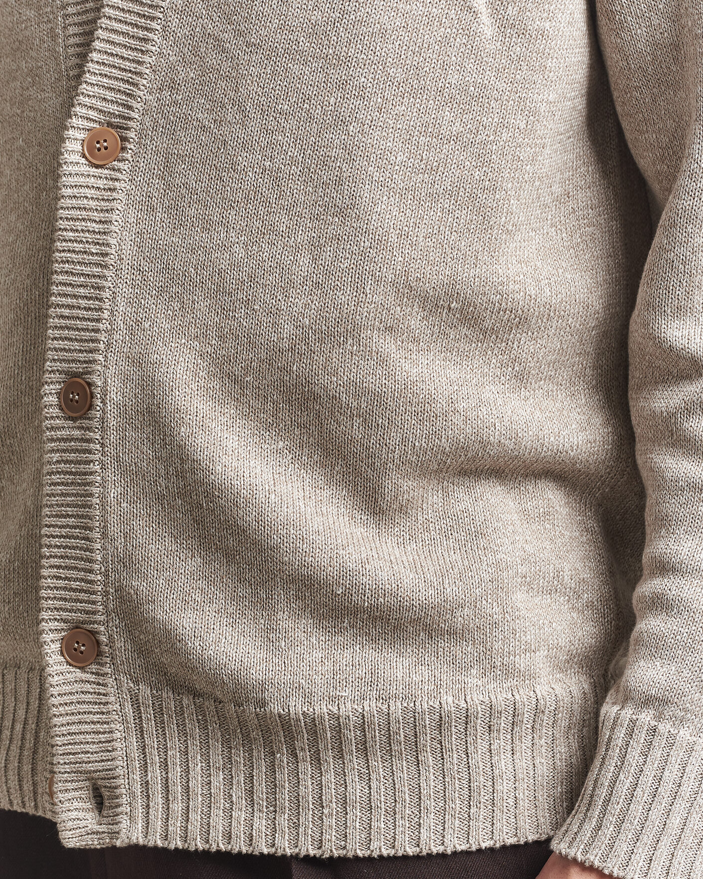 Mies | Puserot | Eton | Cotton Linen Knitted Cardigan Beige