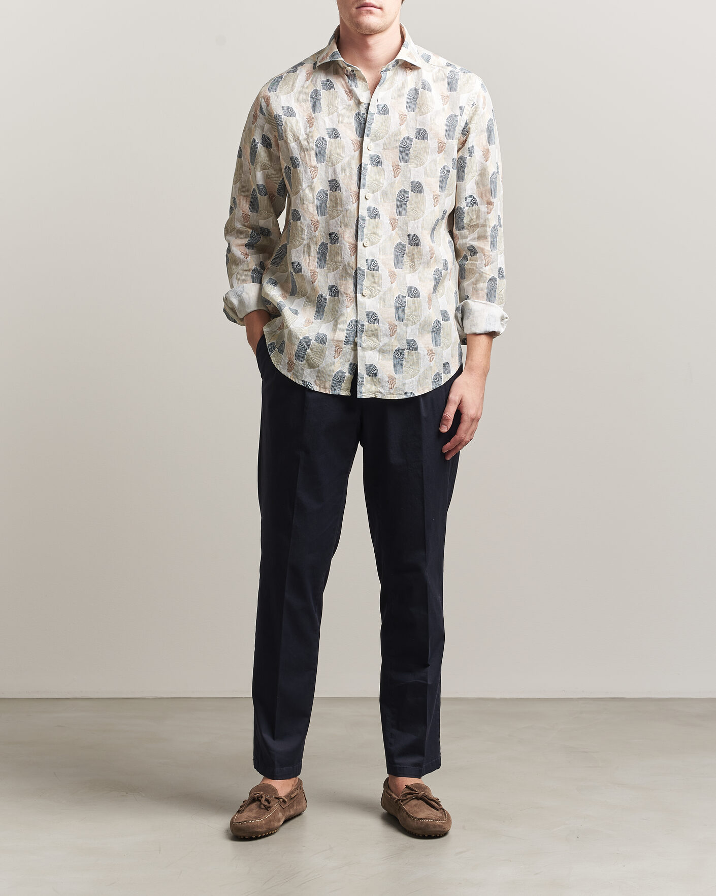 Mies | Kauluspaidat | Eton | Casual Fit Printed Linen Shirt Multi