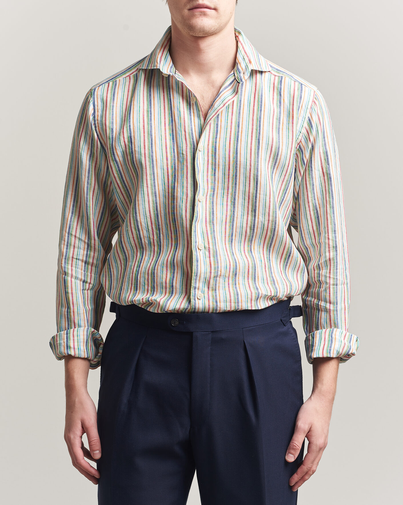 Mies | Kauluspaidat | Eton | Casual Fit Striped Linen Shirt Multi