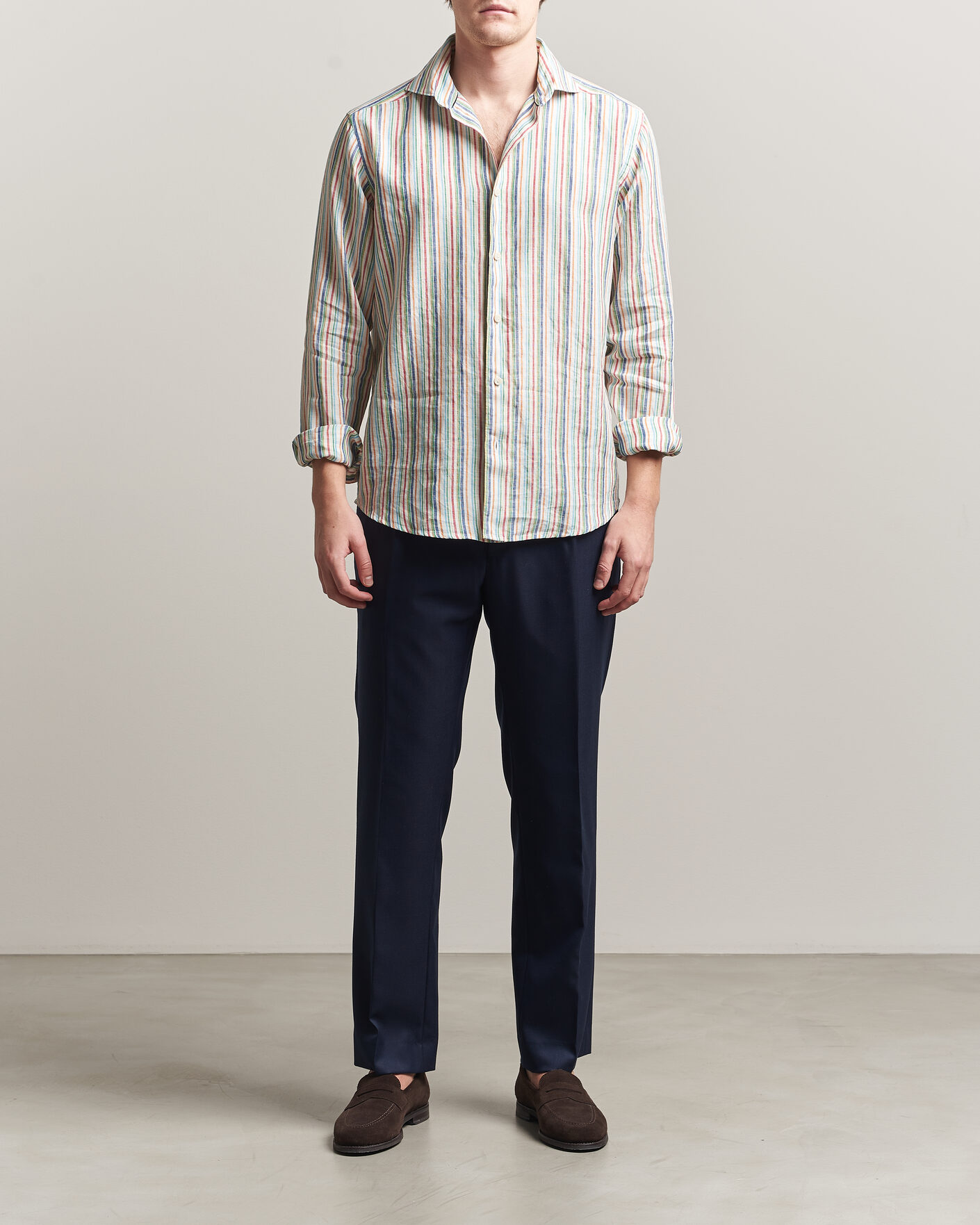 Mies | Kauluspaidat | Eton | Casual Fit Striped Linen Shirt Multi