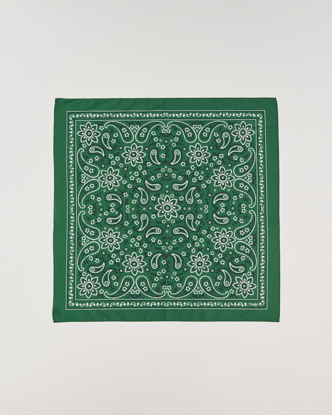 Mies | Huivit | Drake's | Classic Paisley Bandana Green