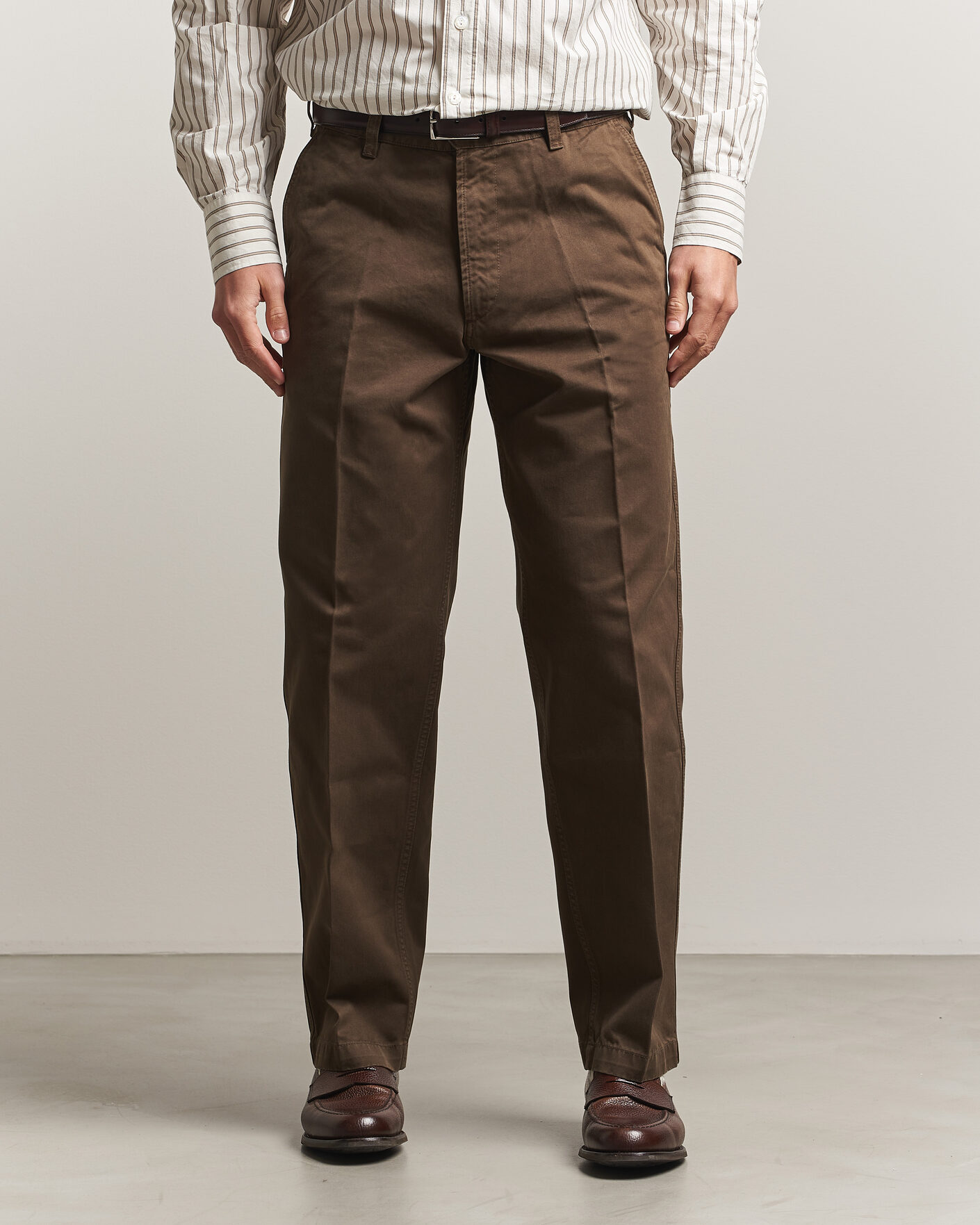 Mies | Housut | Drake's | Peached Flat Front Cotton Chino Brown