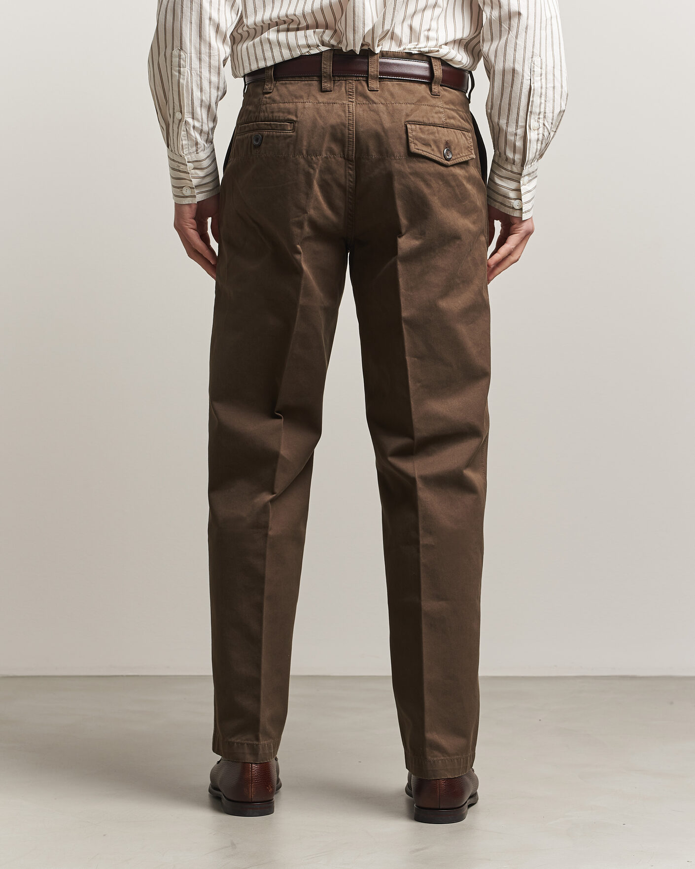 Mies | Housut | Drake's | Peached Flat Front Cotton Chino Brown