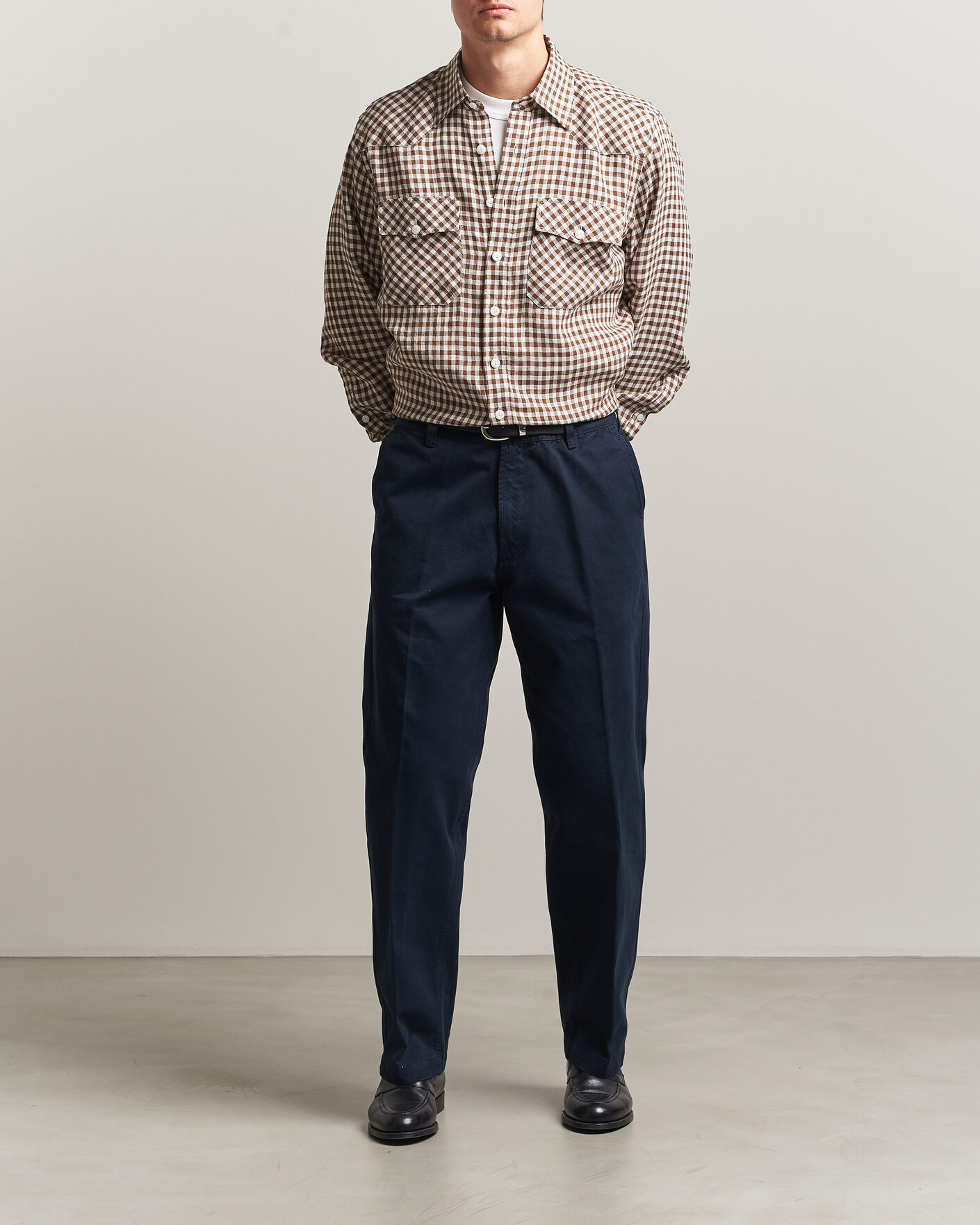 Mies | Housut | Drake's | Peached Flat Front Cotton Chino Navy