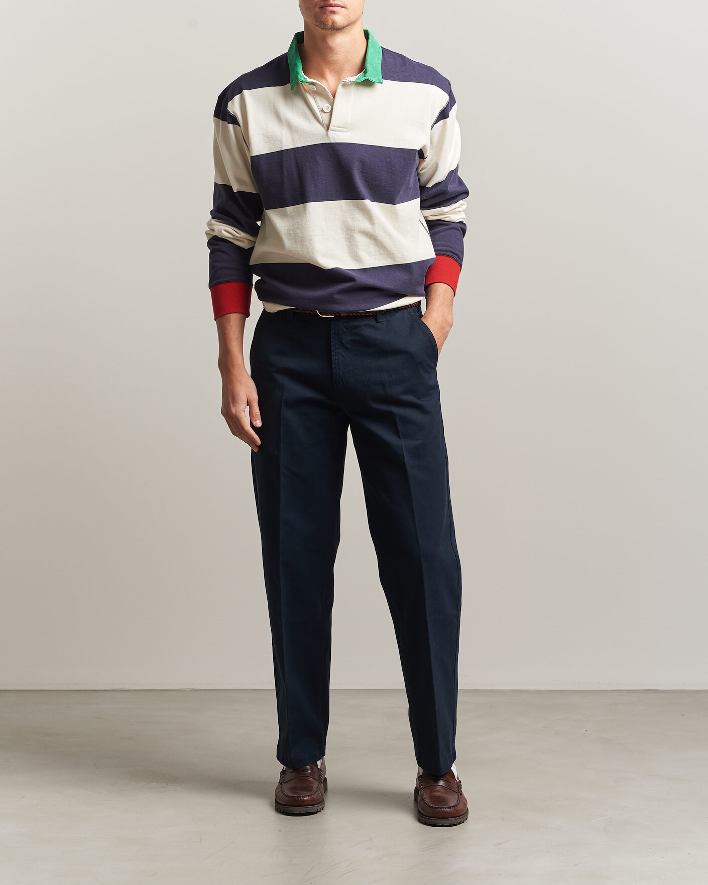 Mies | Housut | Drake's | Peached Flat Front Cotton Chino Navy