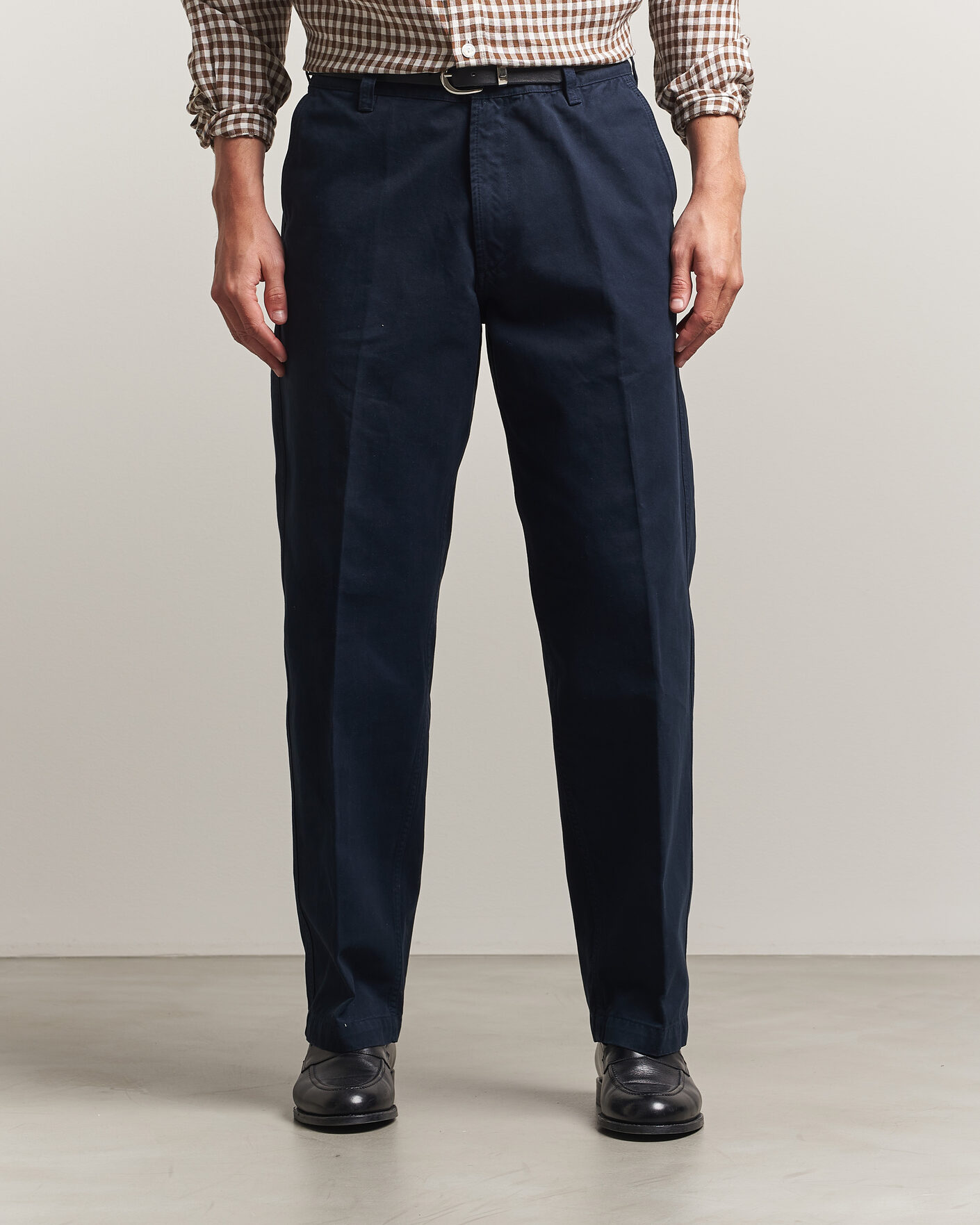 Mies | Housut | Drake's | Peached Flat Front Cotton Chino Navy