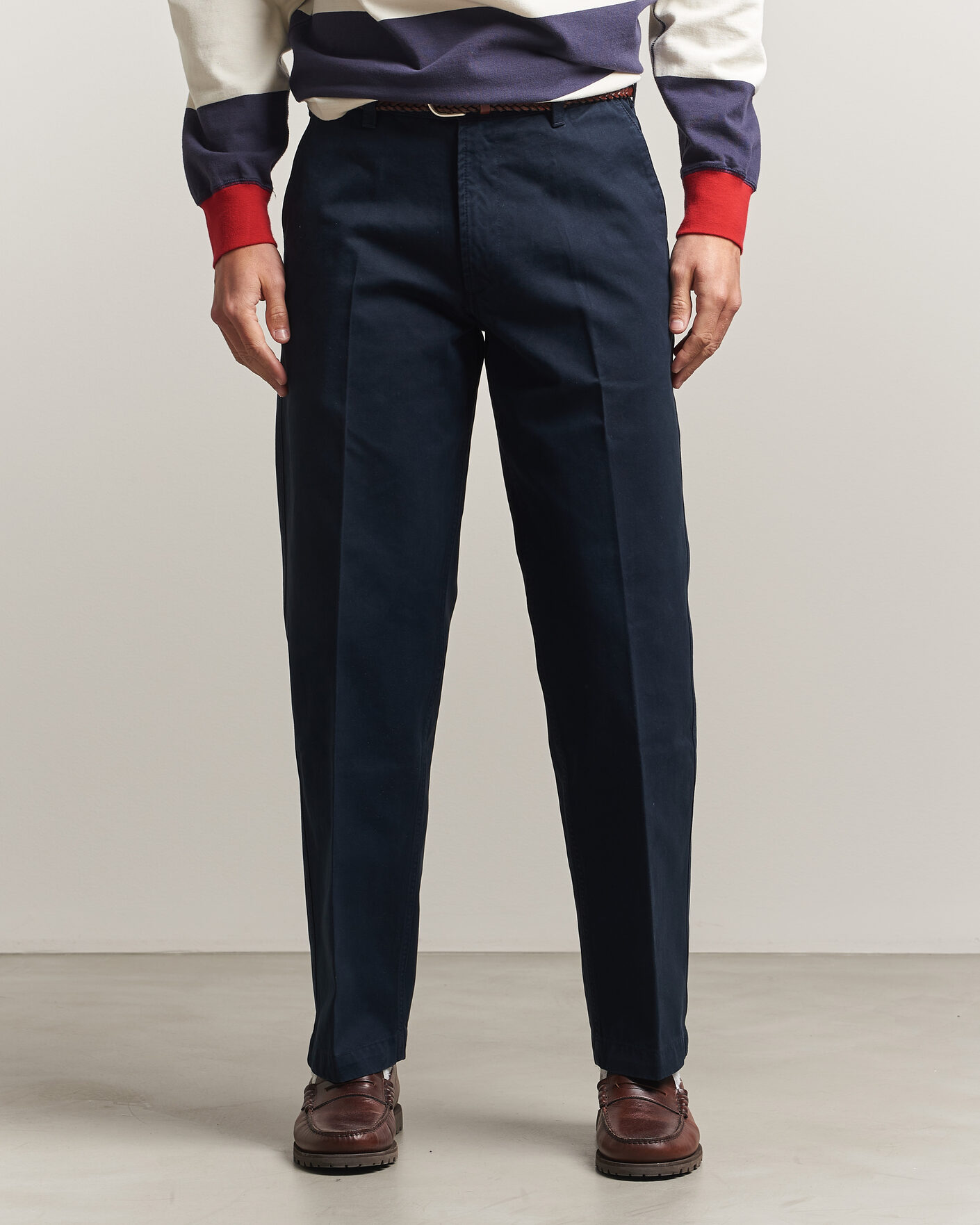 Mies | Housut | Drake's | Peached Flat Front Cotton Chino Navy