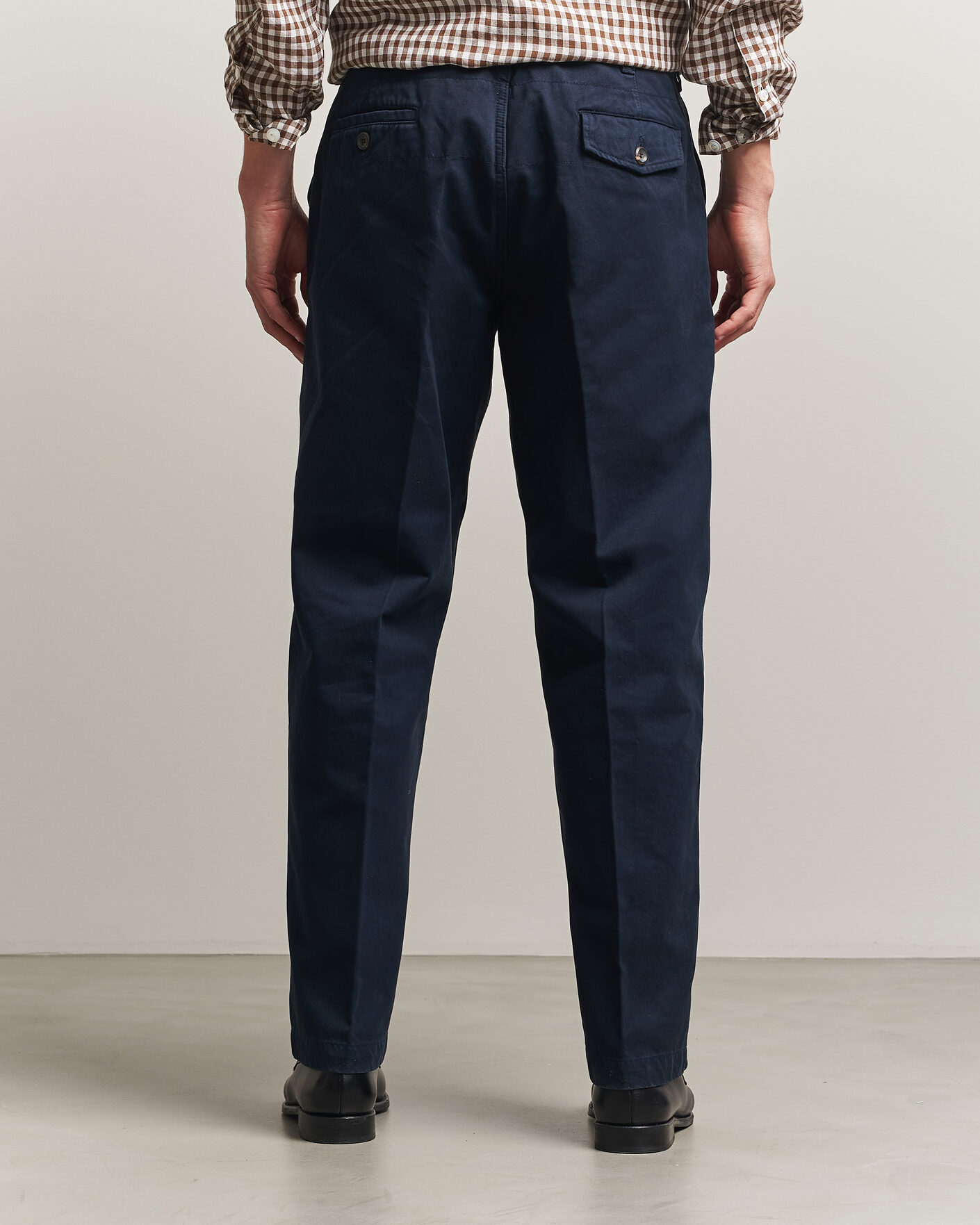 Mies | Housut | Drake's | Peached Flat Front Cotton Chino Navy