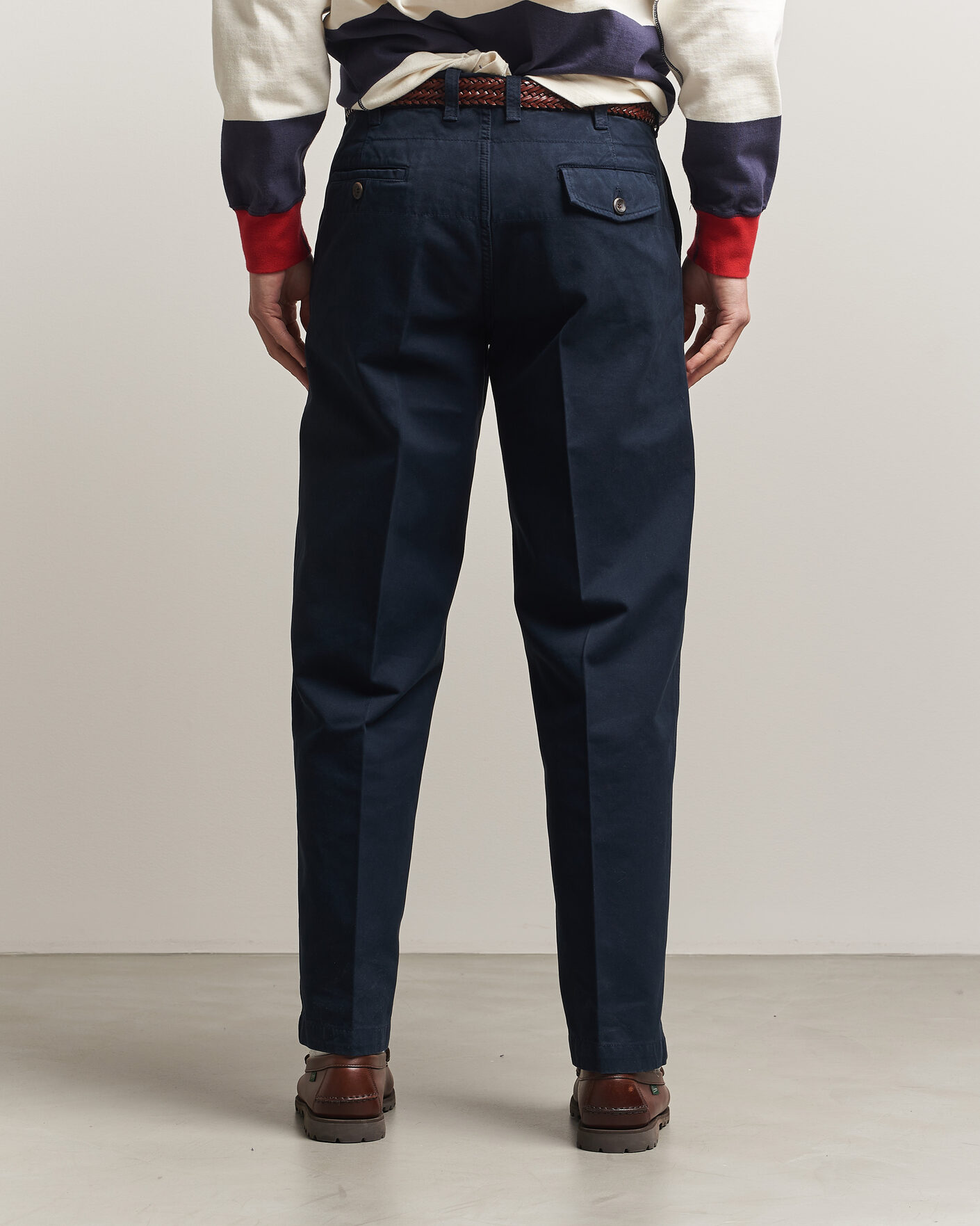 Mies | Housut | Drake's | Peached Flat Front Cotton Chino Navy