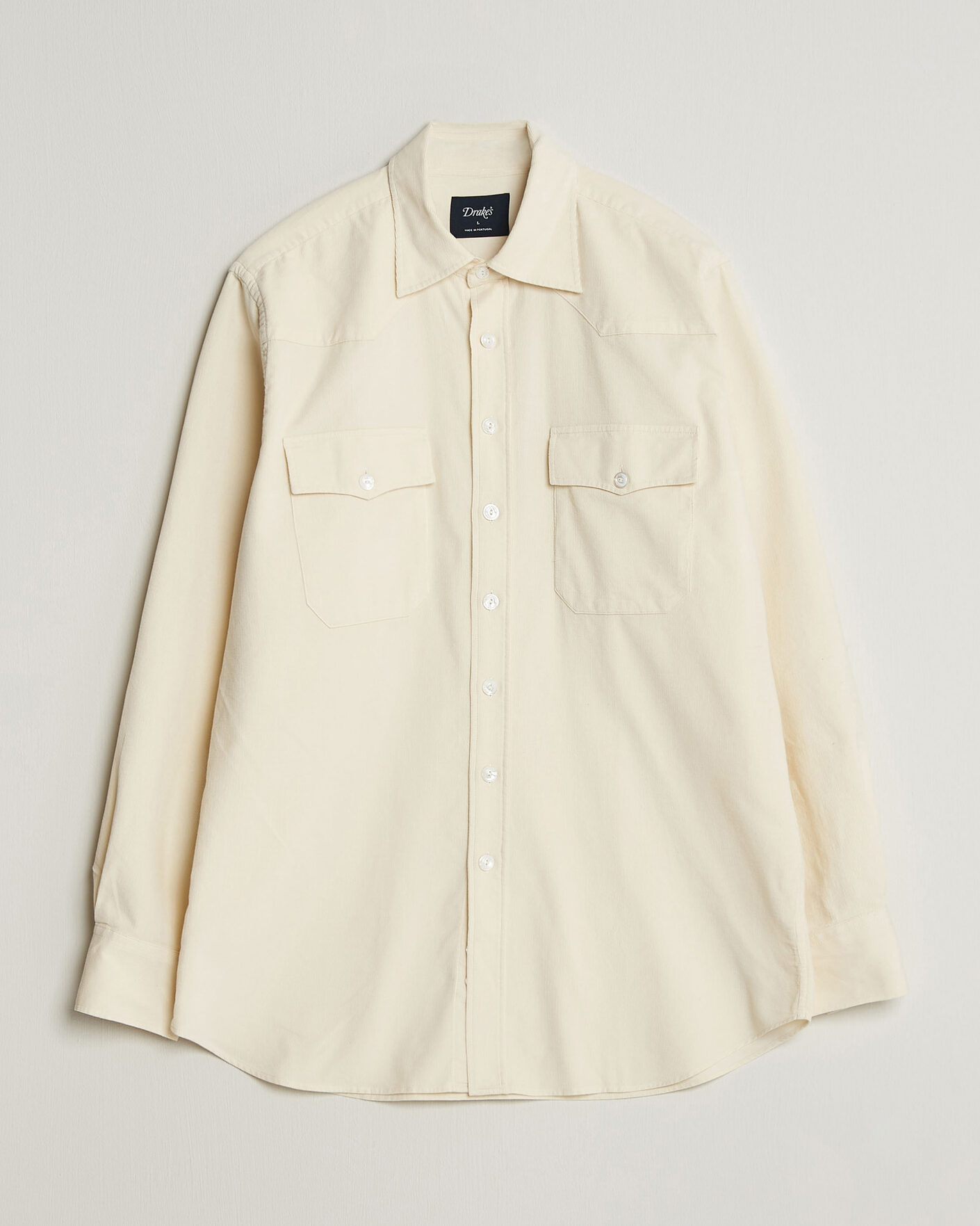 Mies | Kauluspaidat | Drake's | Needlecord Western Shirt White