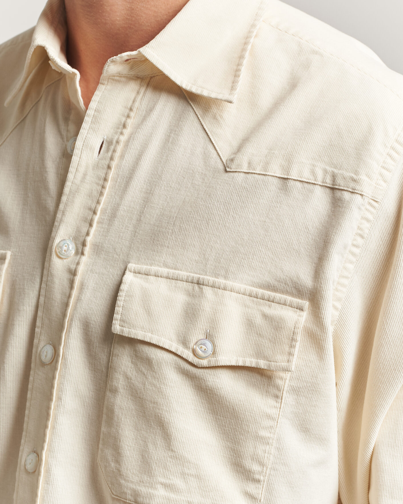 Mies | Kauluspaidat | Drake's | Needlecord Western Shirt White