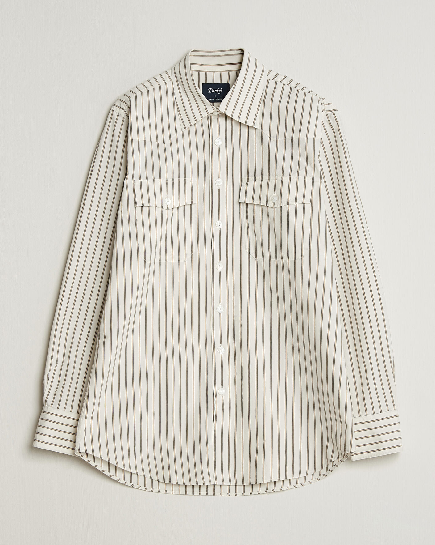 Mies | Kauluspaidat | Drake's | Striped Western Shirt White