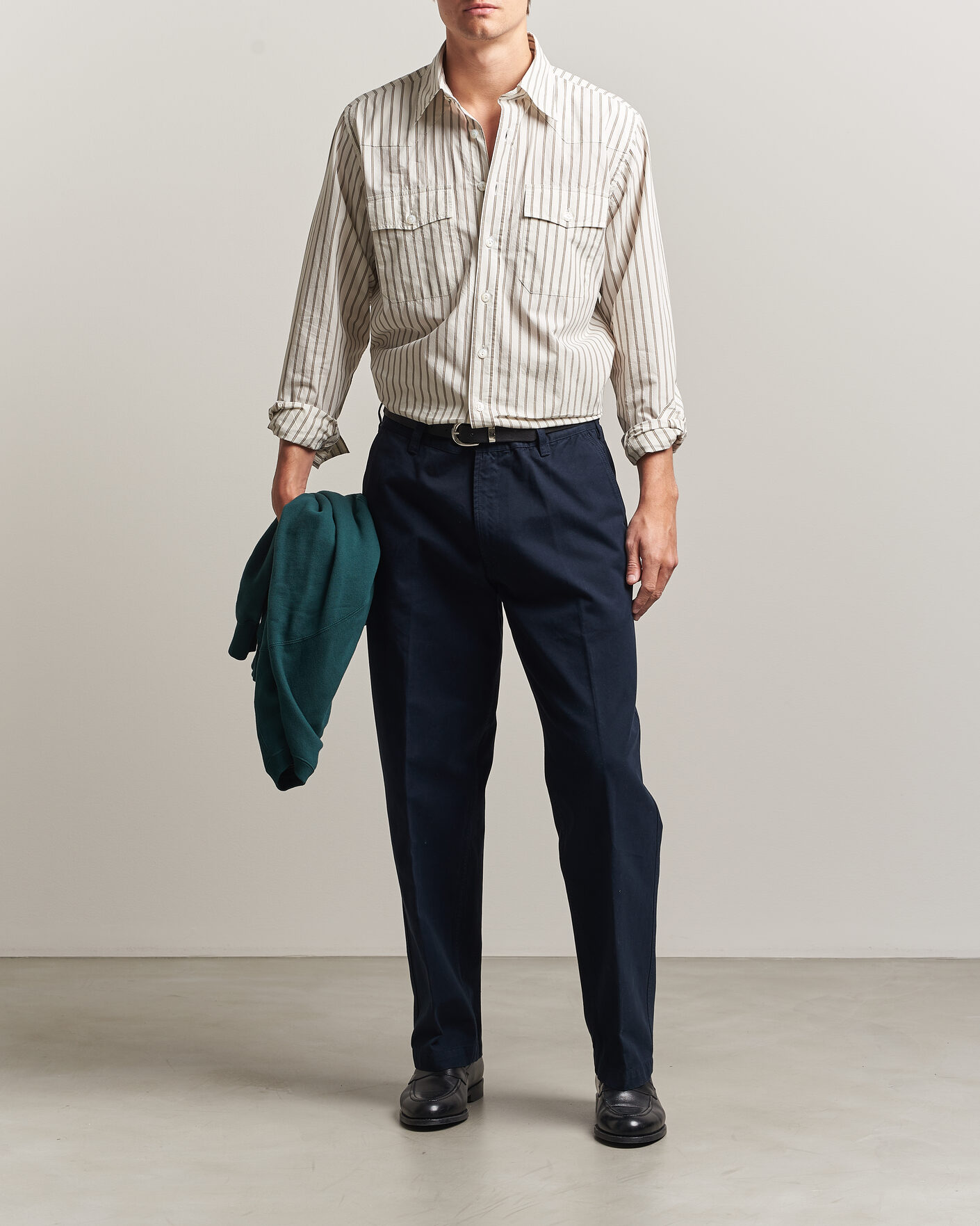 Mies | Kauluspaidat | Drake's | Striped Western Shirt White