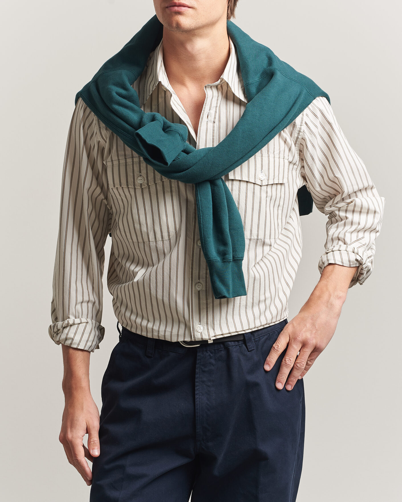 Mies | Kauluspaidat | Drake's | Striped Western Shirt White