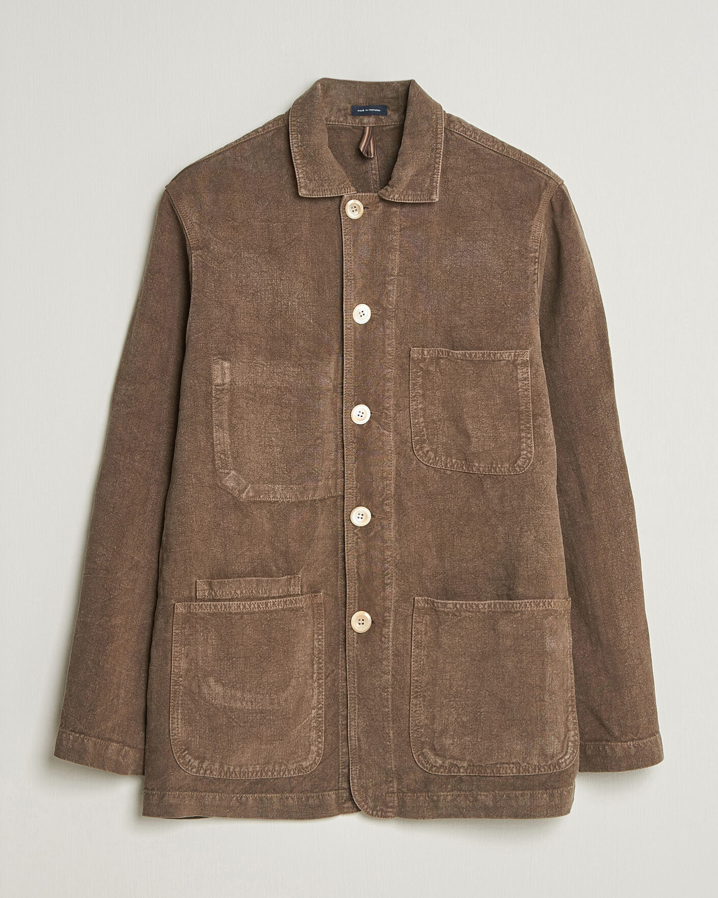Mies | Takit | Drake's | Heavy Linen Chore Jacket Brown
