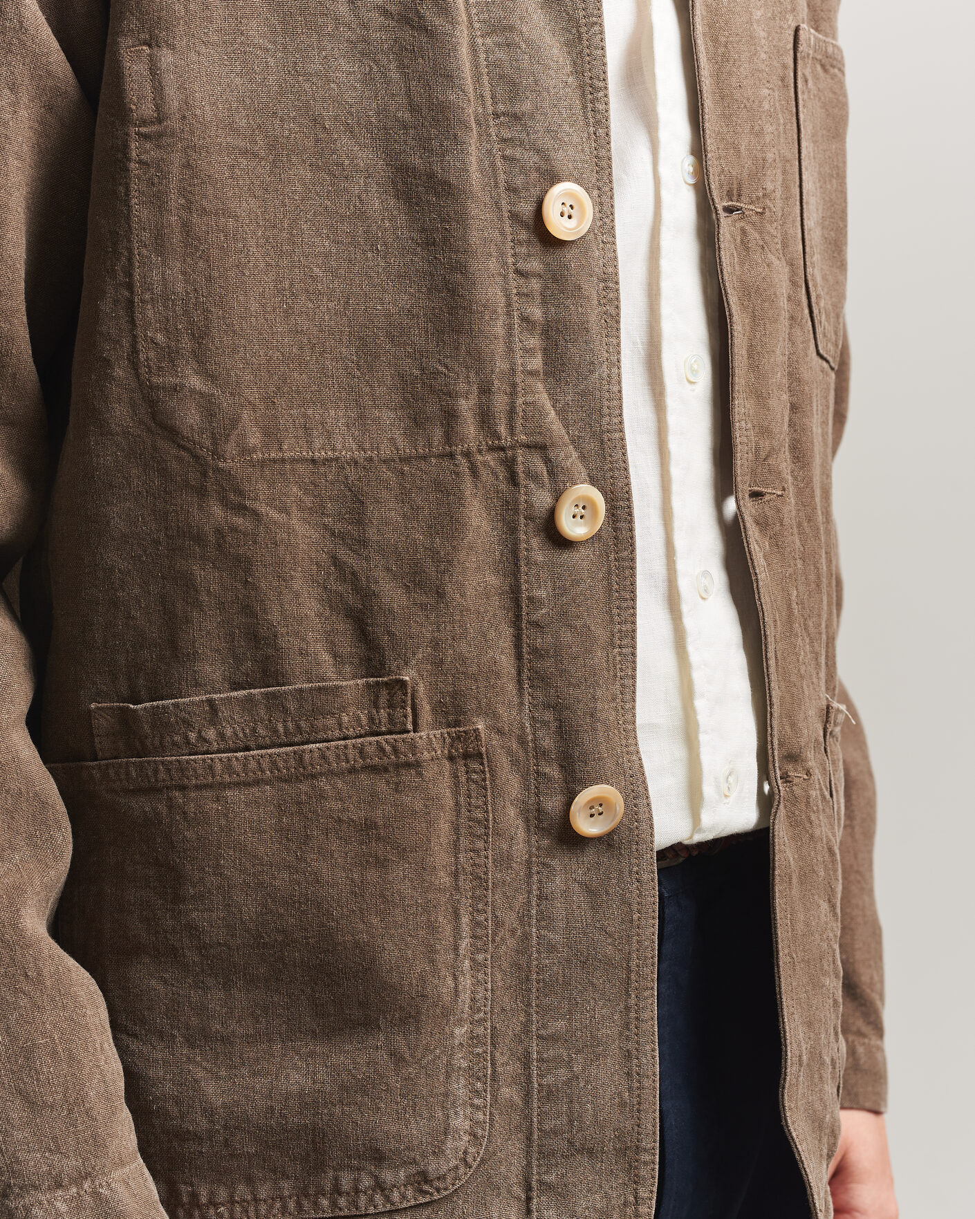 Mies | Takit | Drake's | Heavy Linen Chore Jacket Brown