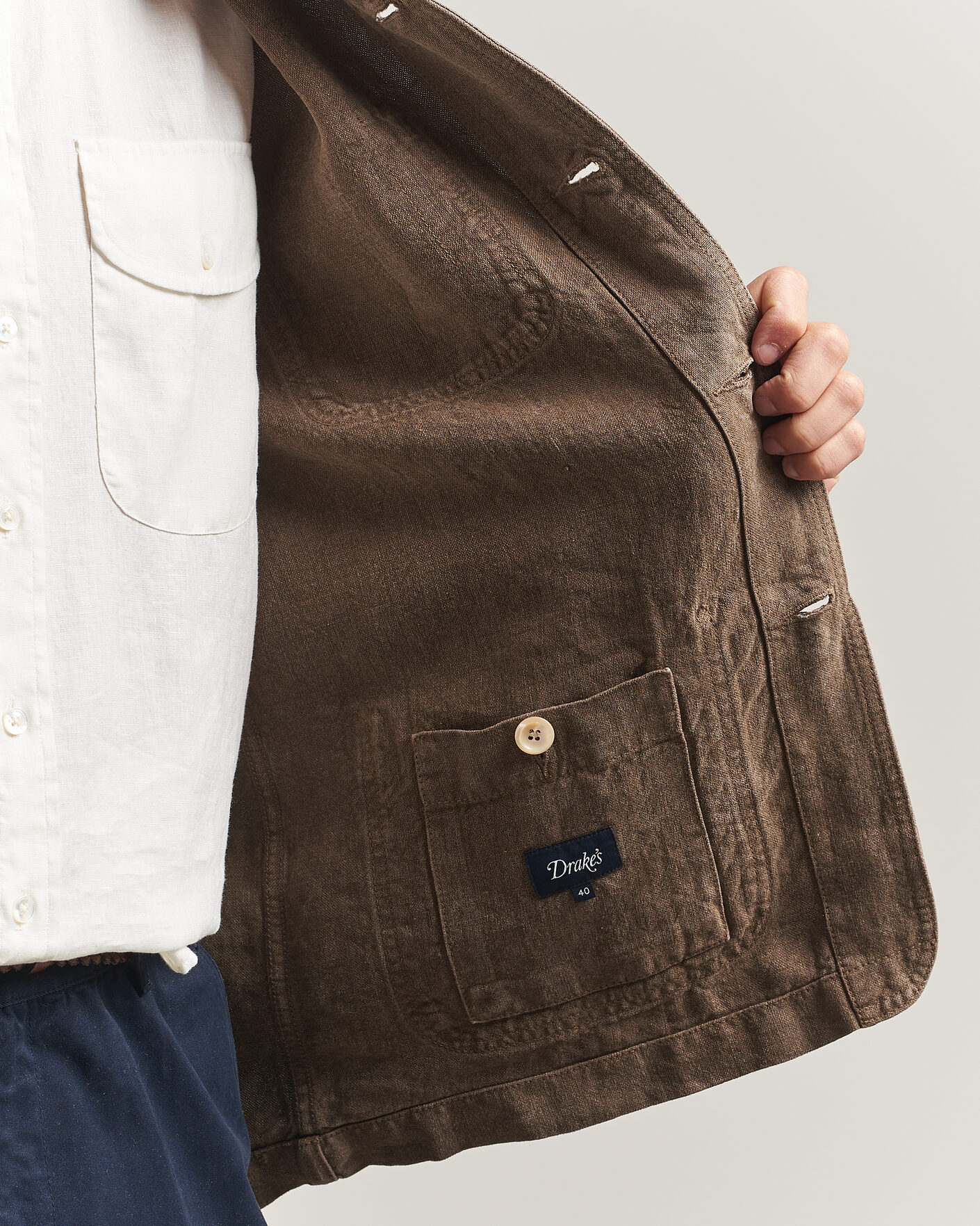 Mies | Takit | Drake's | Heavy Linen Chore Jacket Brown