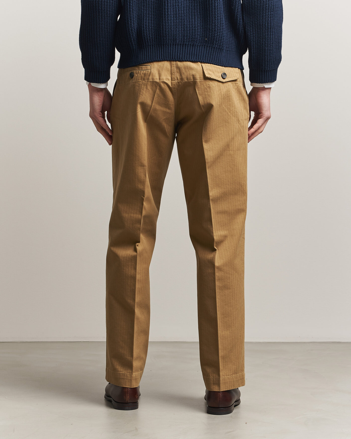 Mies | Housut | Drake's | Herringbone Wide Leg Chino Khaki