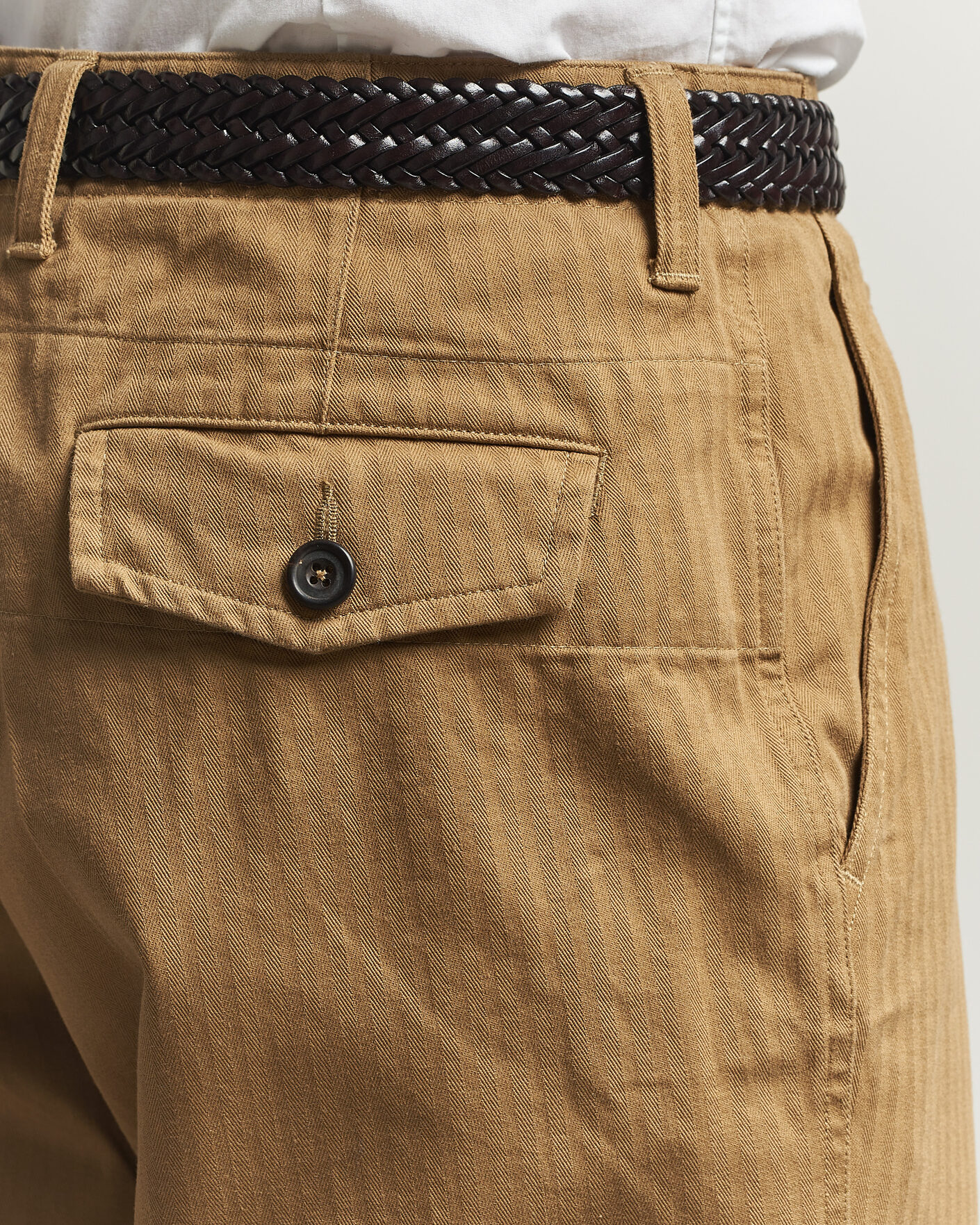 Mies | Housut | Drake's | Herringbone Wide Leg Chino Khaki