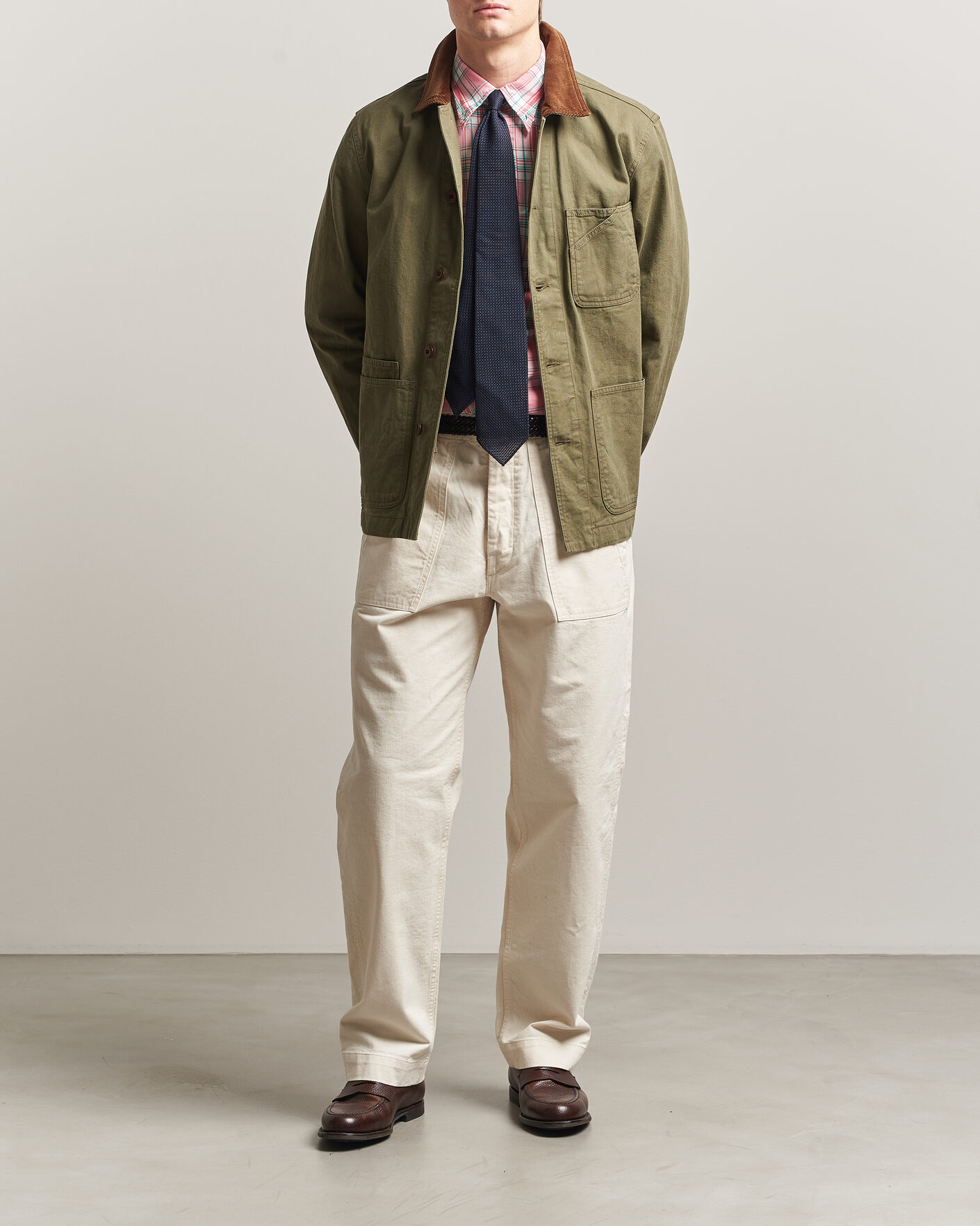 Mies | Housut | Drake's | Twill Fatigue Trousers Ecru