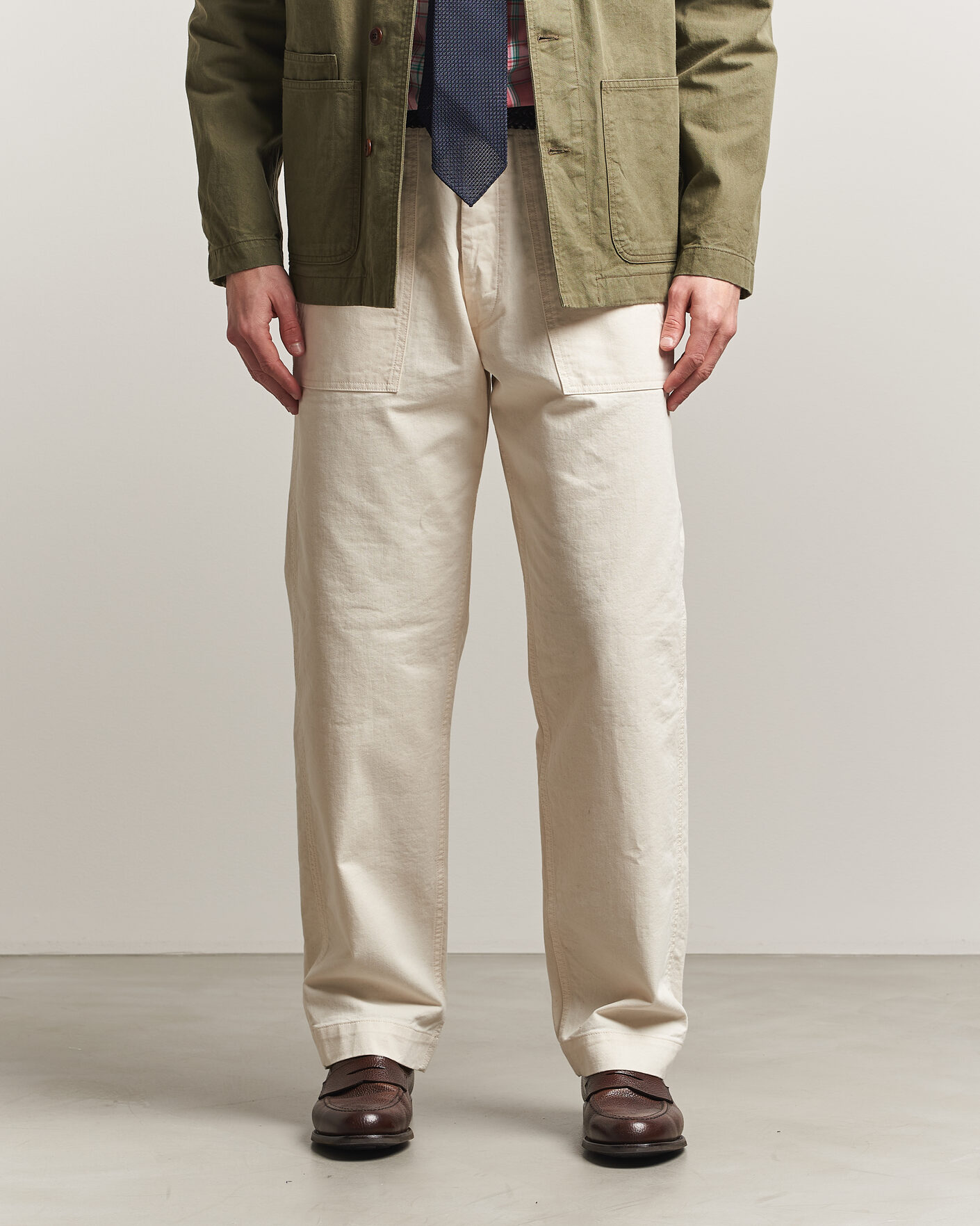 Mies | Housut | Drake's | Twill Fatigue Trousers Ecru