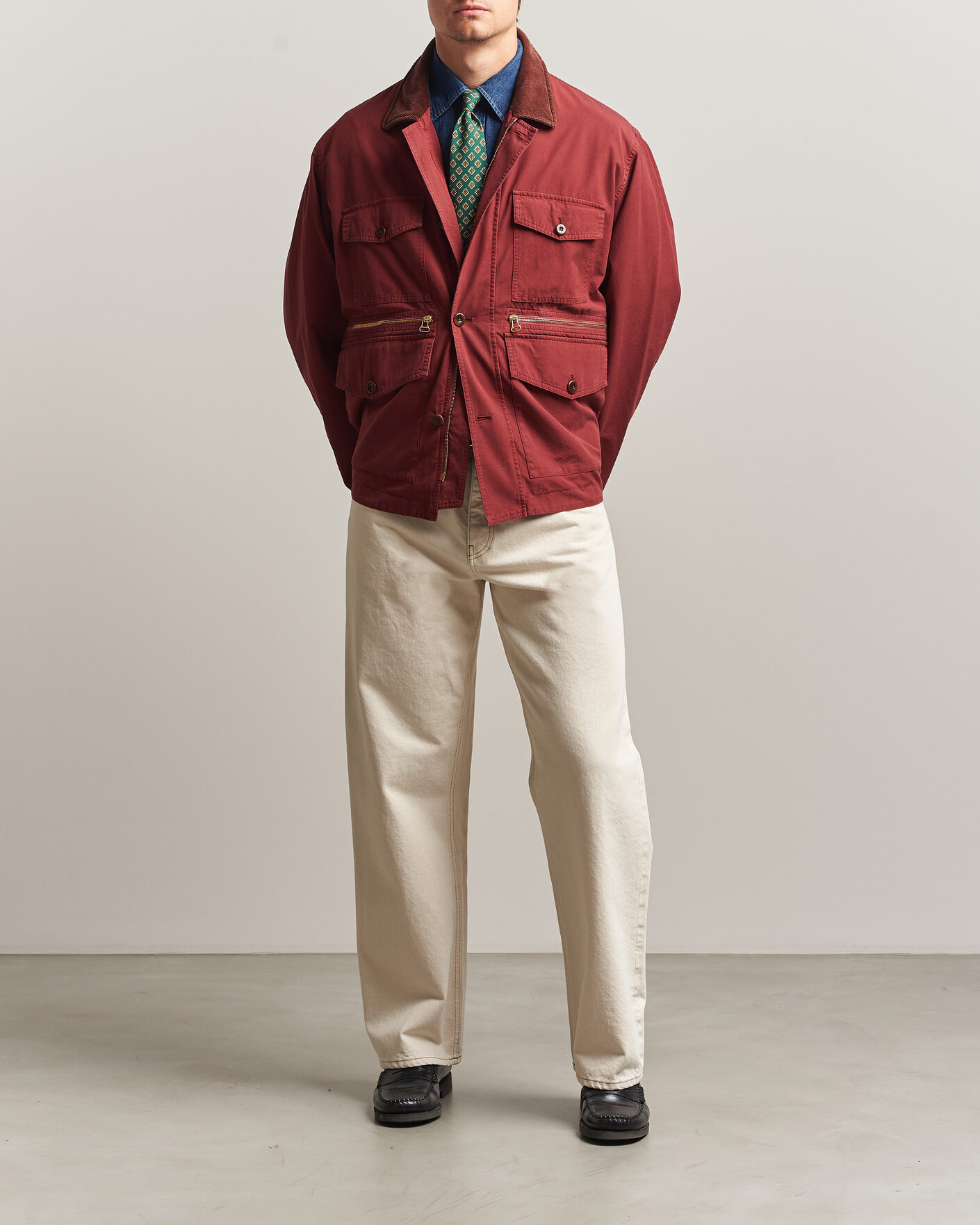 Mies | Takit | Drake's | Hiking Jacket Washed Red