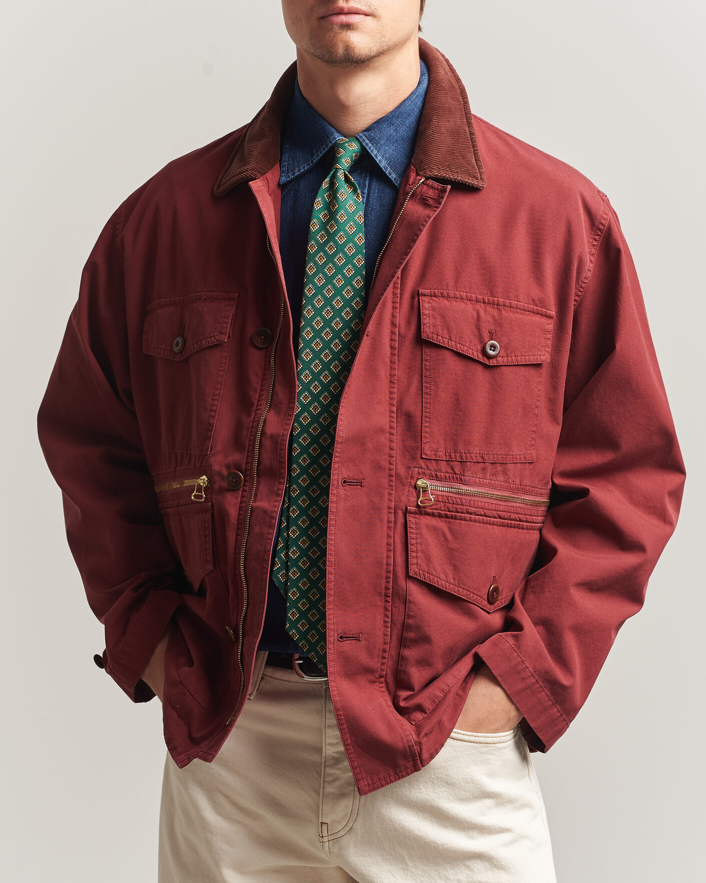 Mies | Takit | Drake's | Hiking Jacket Washed Red